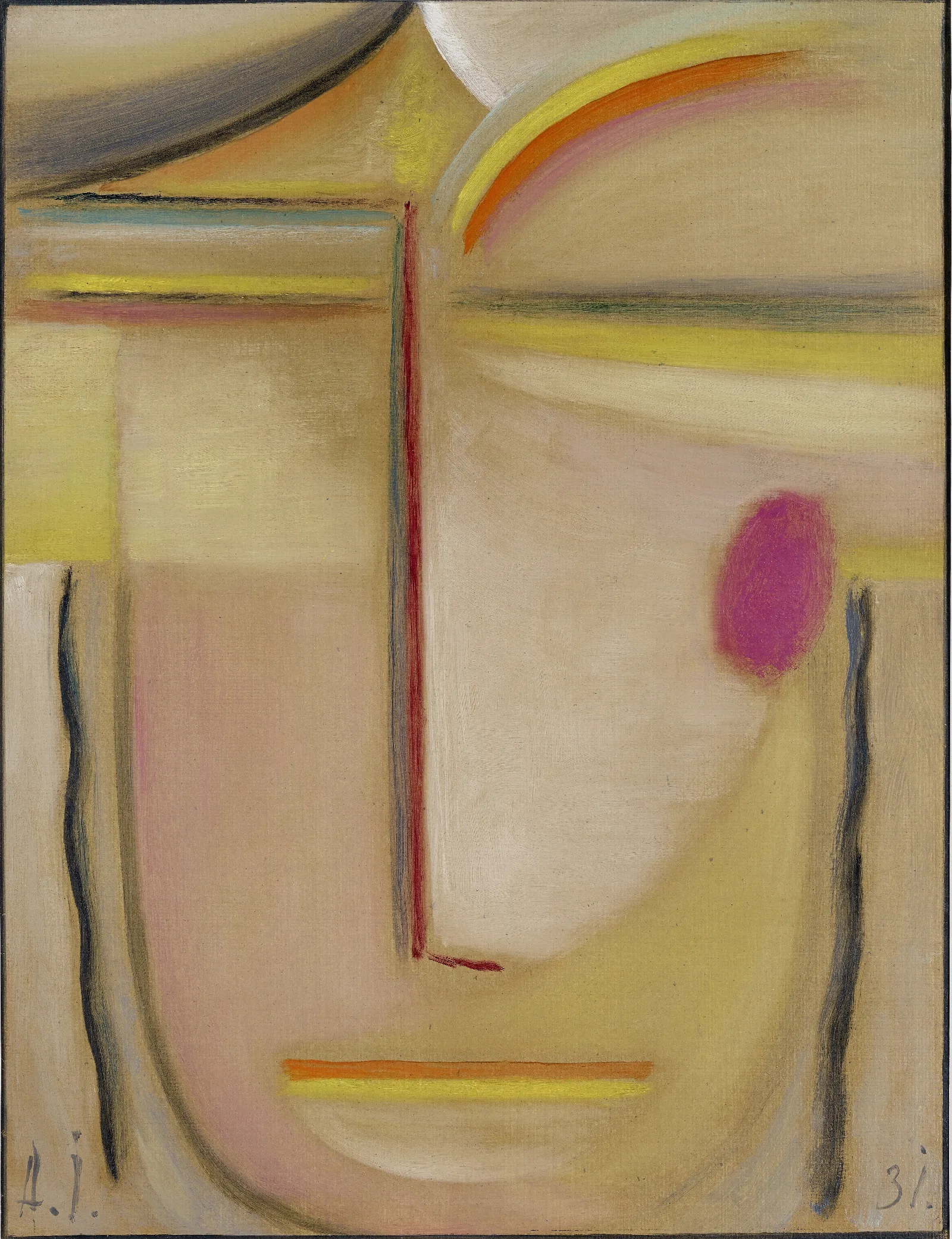 Abstract Headgold And Pink Wall Art by Alexej von Jawlensky - Canvas Print