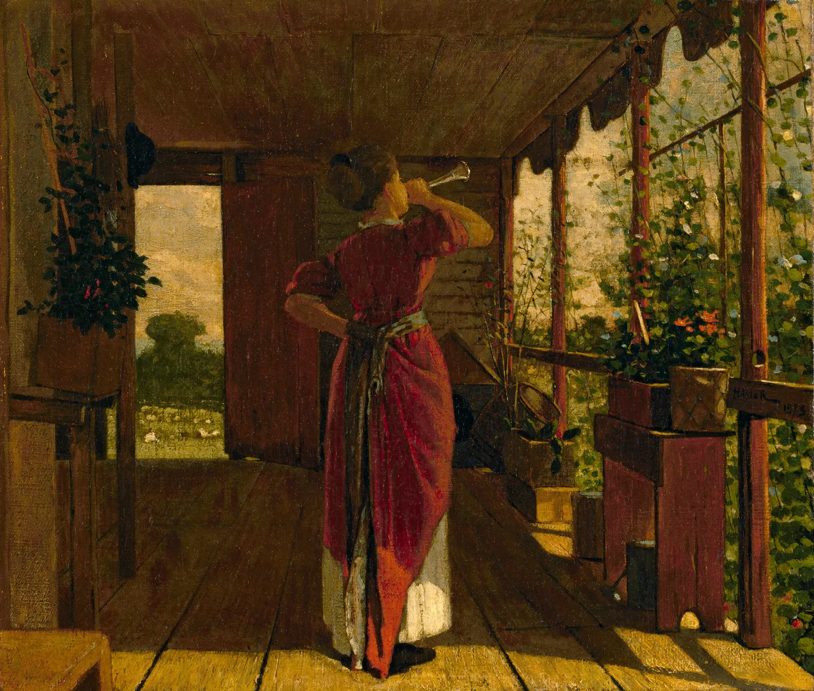 The Dinner Horn Wall Art by Winslow Homer - Canvas Print