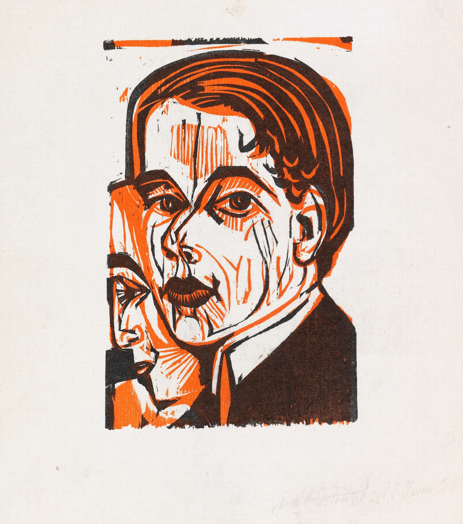 Selbstbildnis Mit Frauenprofil Wall Art by Ernst Ludwig Kirchner - Canvas Print