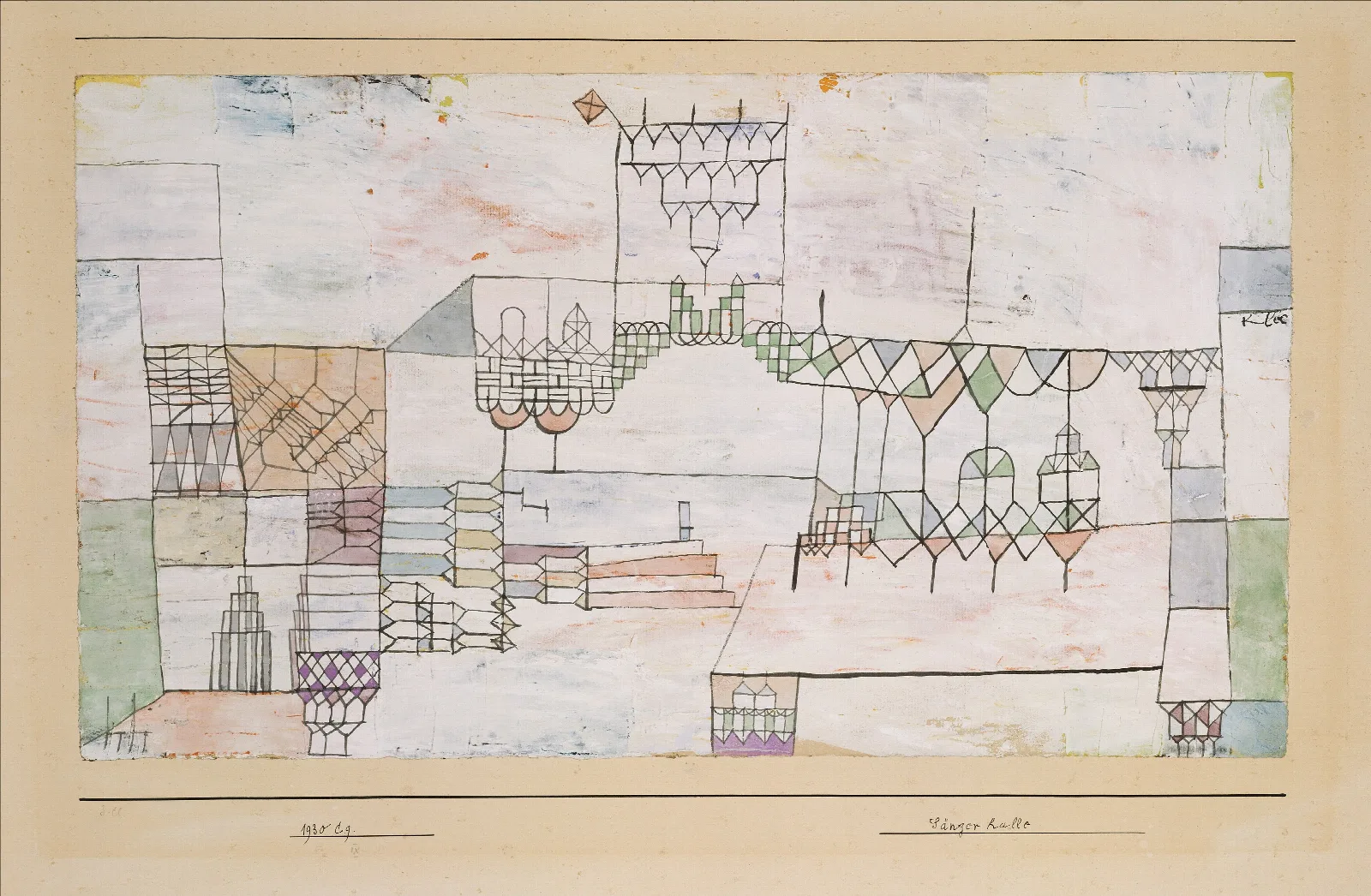 Great Hall For Singers Wall Art by Paul Klee - Canvas Print