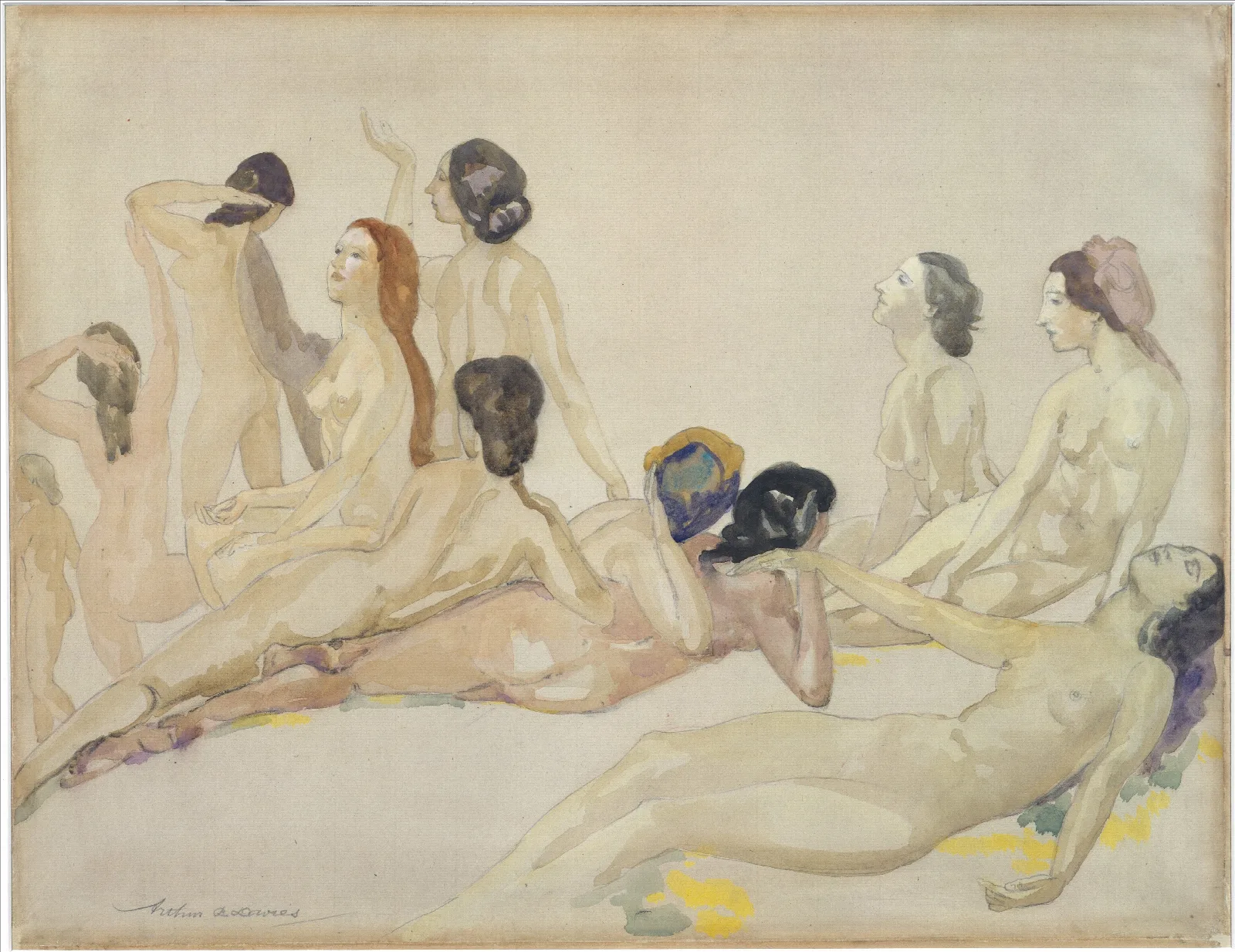 Eleven Nudes Wall Art by Arthur Bowen Davies - Canvas Print