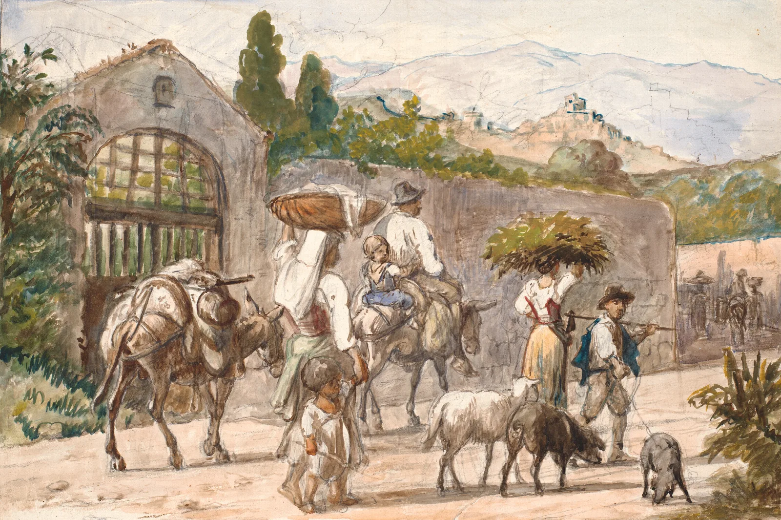 Landboere Pa Vej Til Rom Wall Art by Wilhelm Marstrand - Canvas Print