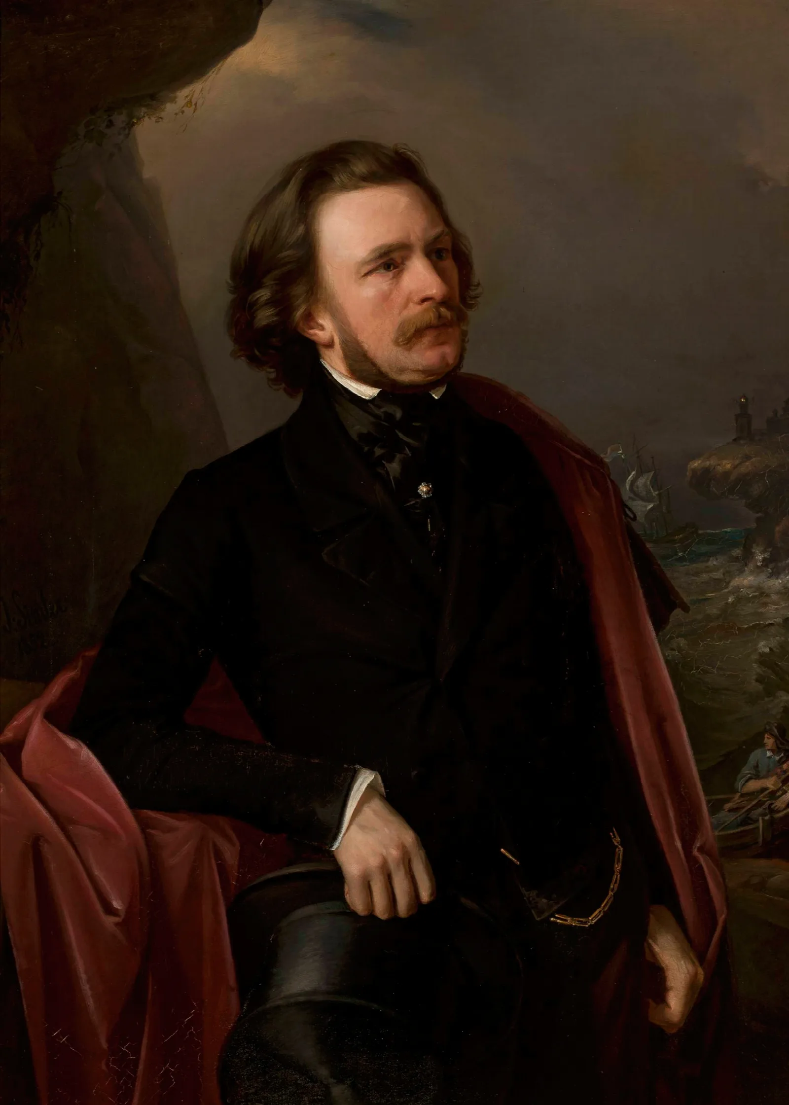 Portrait Of Doctor Teodor Teutold Tripplin Traveller Wall Art by Józef Simmler - Canvas Print