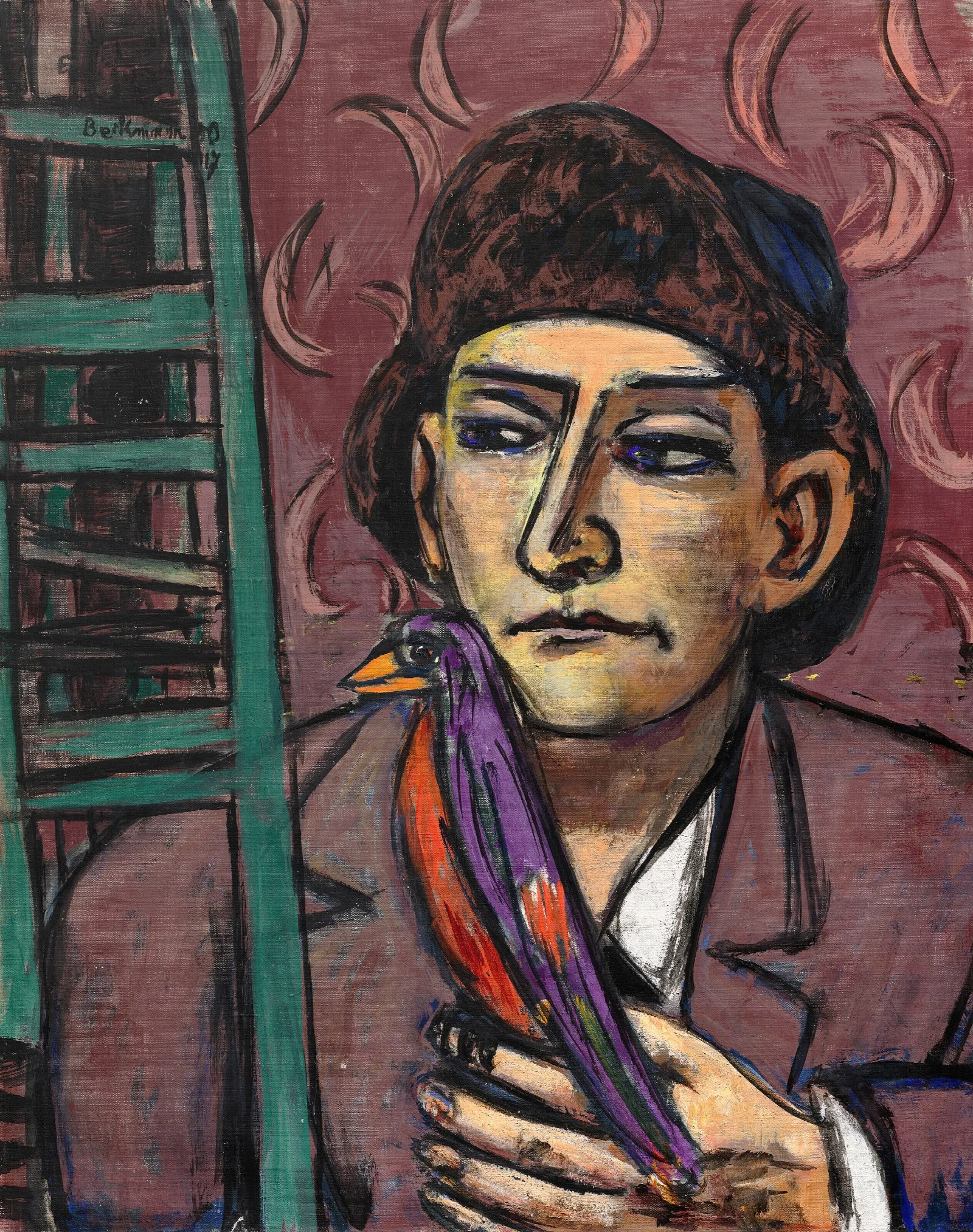 Mann Mit Vogel Wall Art by Max Beckmann - Canvas Print