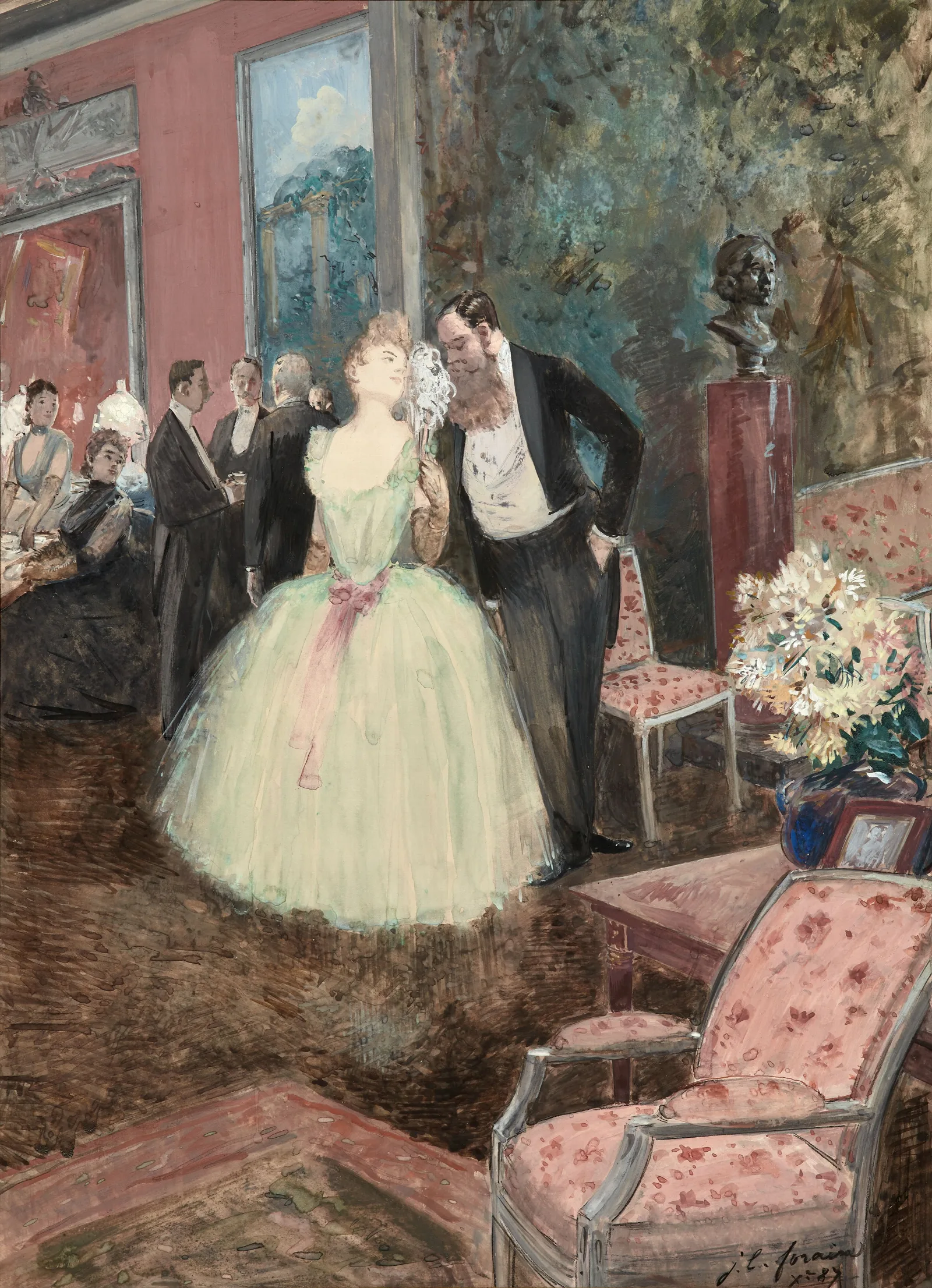 Scene De Bal Wall Art by Jean-Louis Forain - Canvas Print
