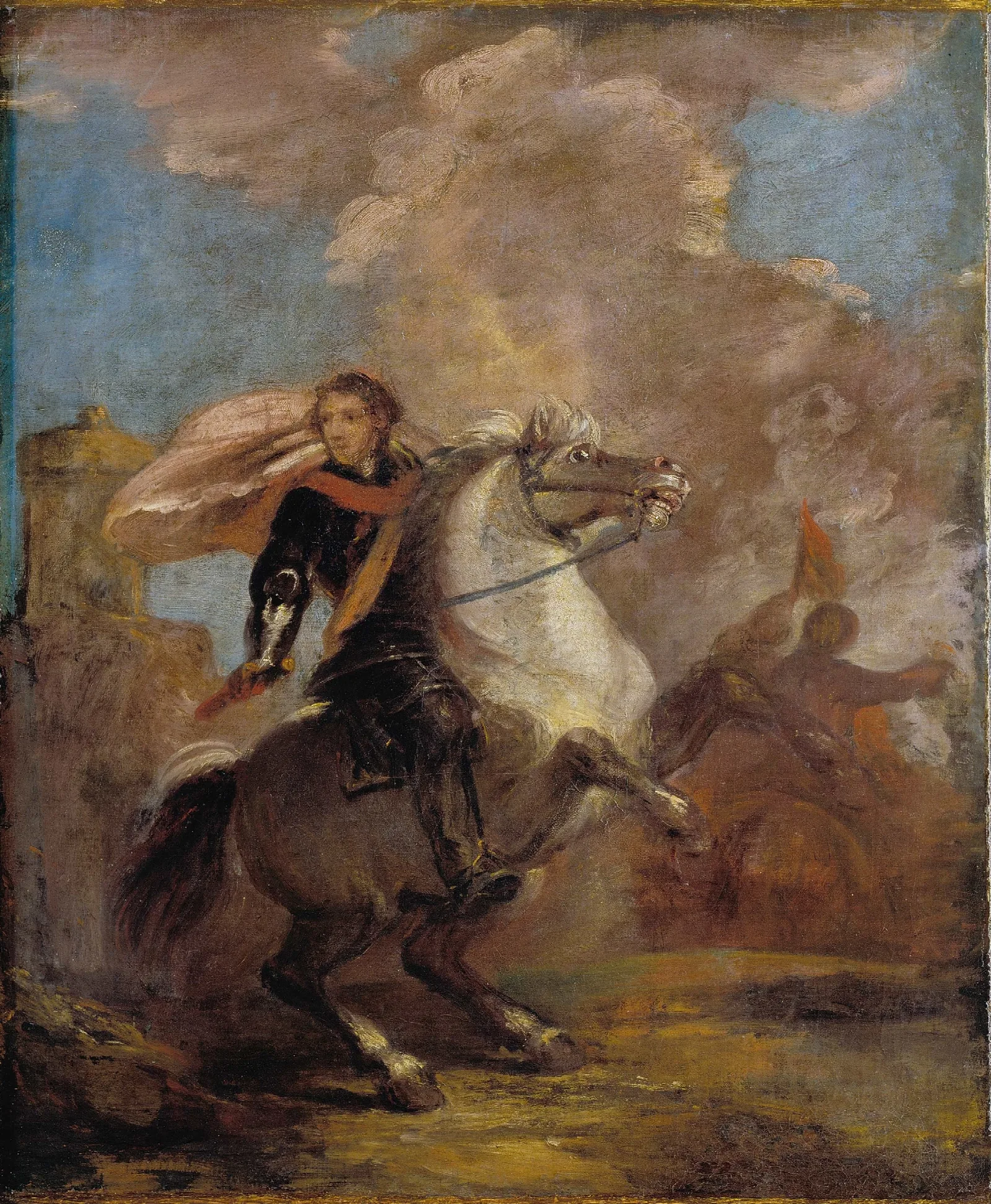 An Officer On Horseback Wall Art by Sir Joshua Reynolds - Canvas Print