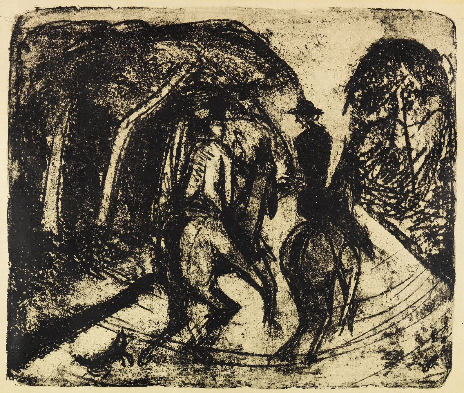Reiter Im Grunewald Wall Art by Ernst Ludwig Kirchner - Canvas Print