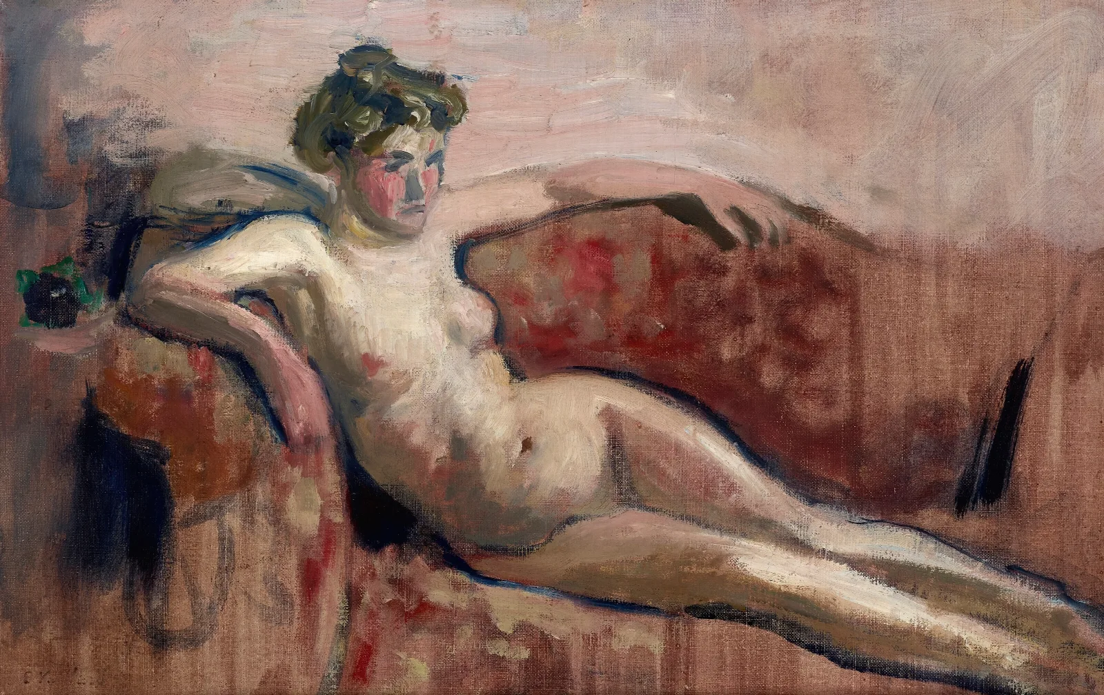 Nu Etendu Sur Un Canape Wall Art by Édouard Vuillard - Canvas Print