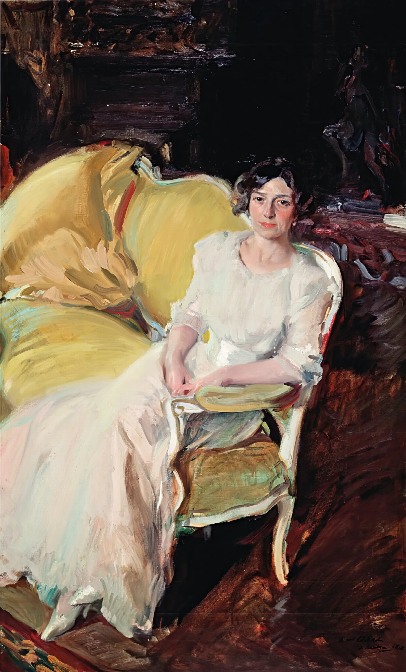 Clotilde Seated On The Sofa Wall Art by Joaquín Sorolla - Canvas Print