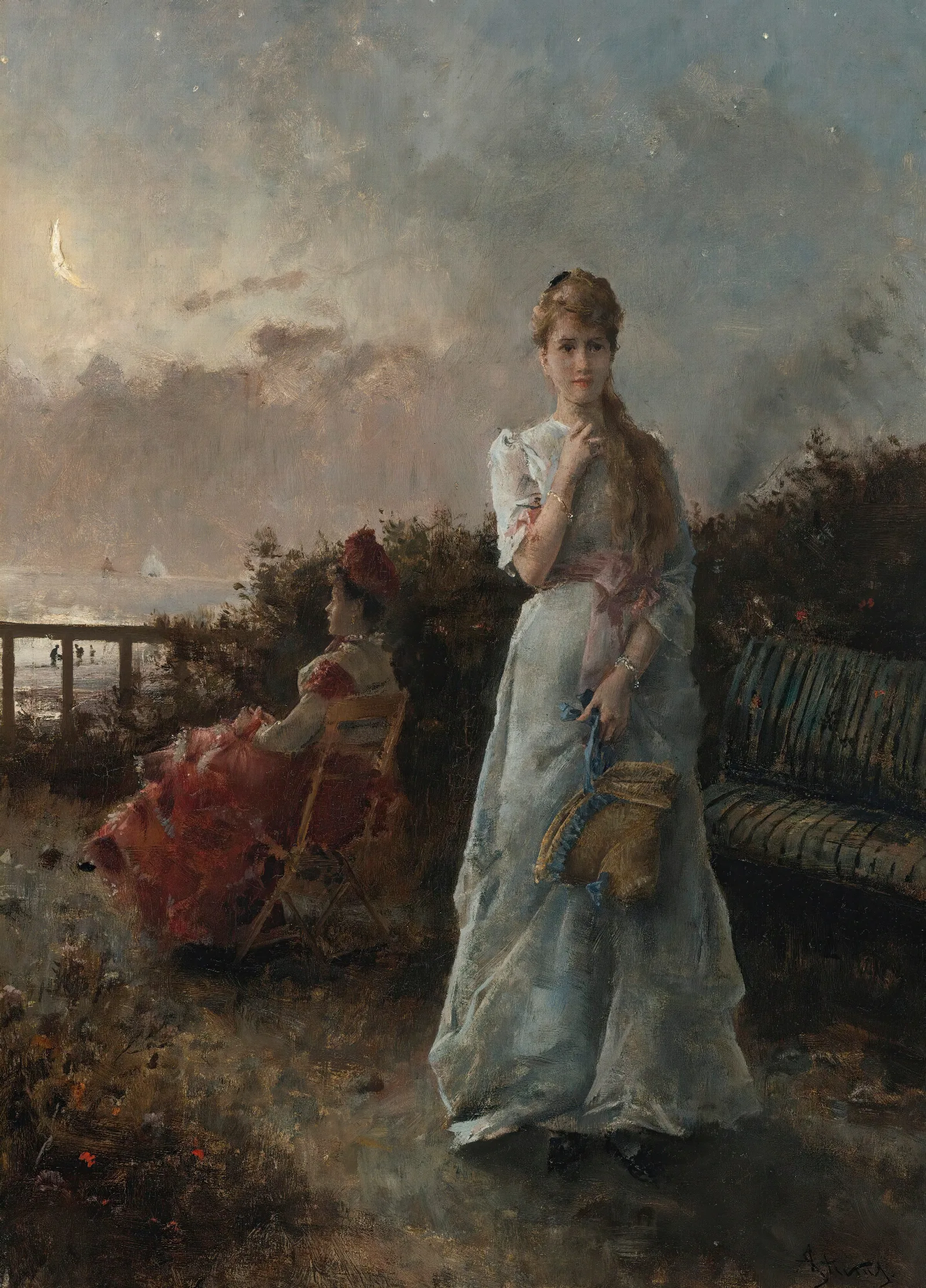 Un Soir A La Mer Wall Art by Alfred Stevens - Canvas Print