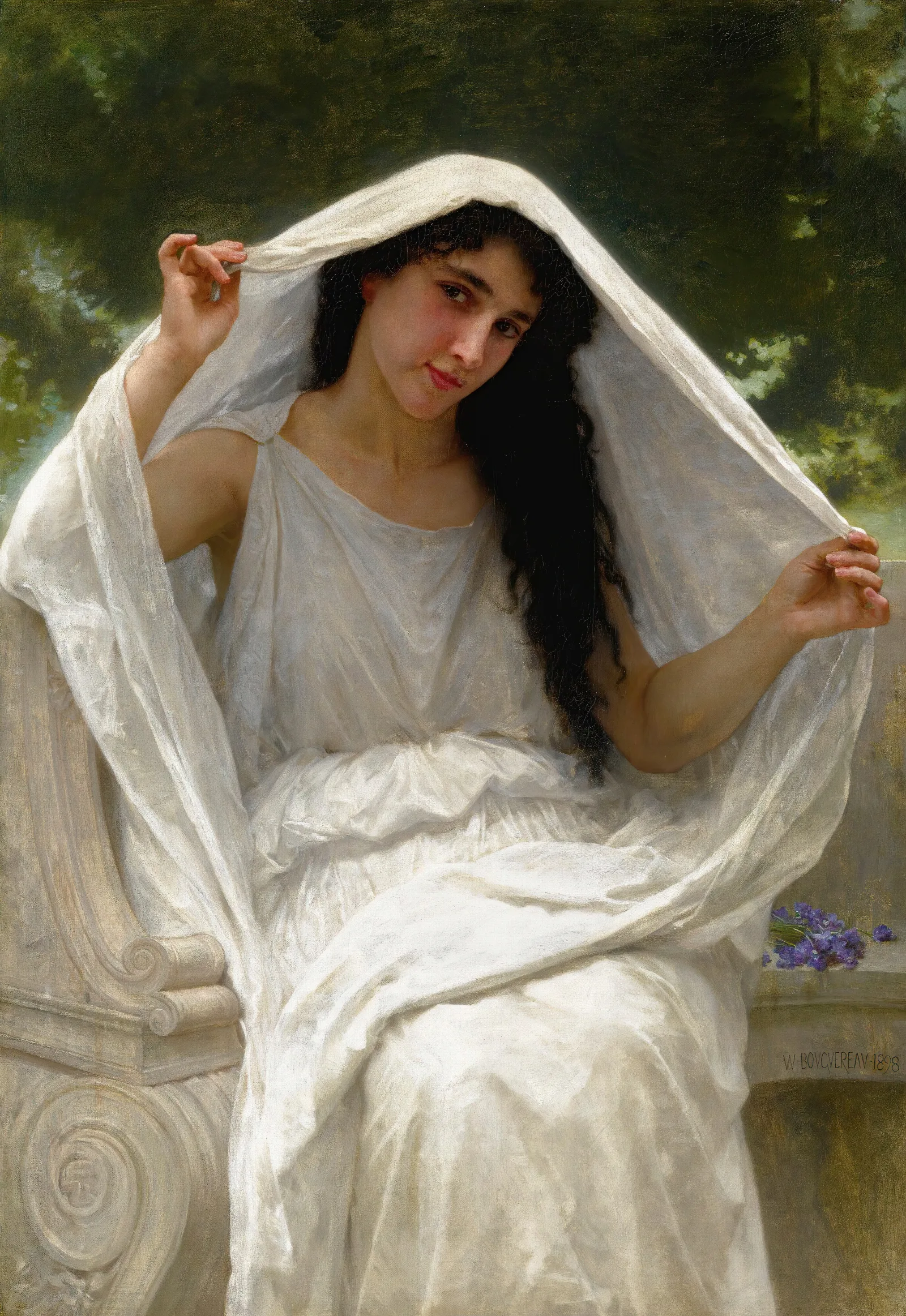Le Voile Wall Art by William Bouguereau - Canvas Print