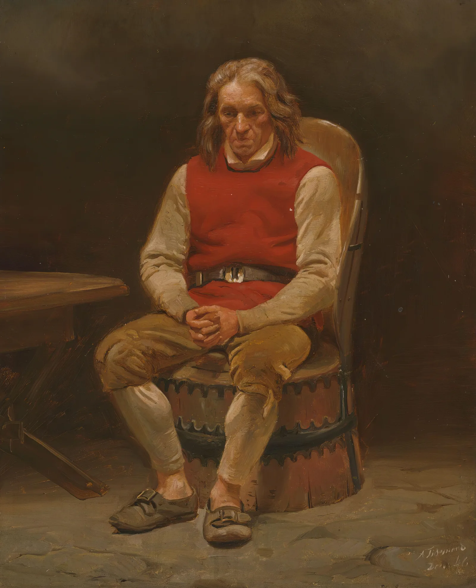 Seated Farmer Study For Haugianerne Wall Art by Adolph Tidemand - Canvas Print