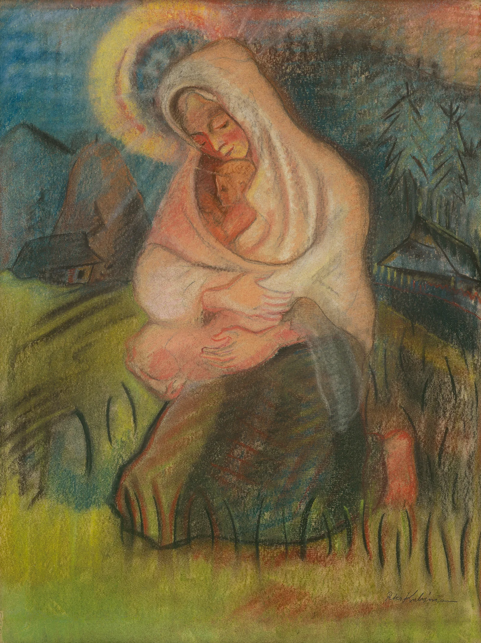 Mother With A Child 2 Wall Art by Arnold Peter Weisz-Kubínčan - Canvas Print