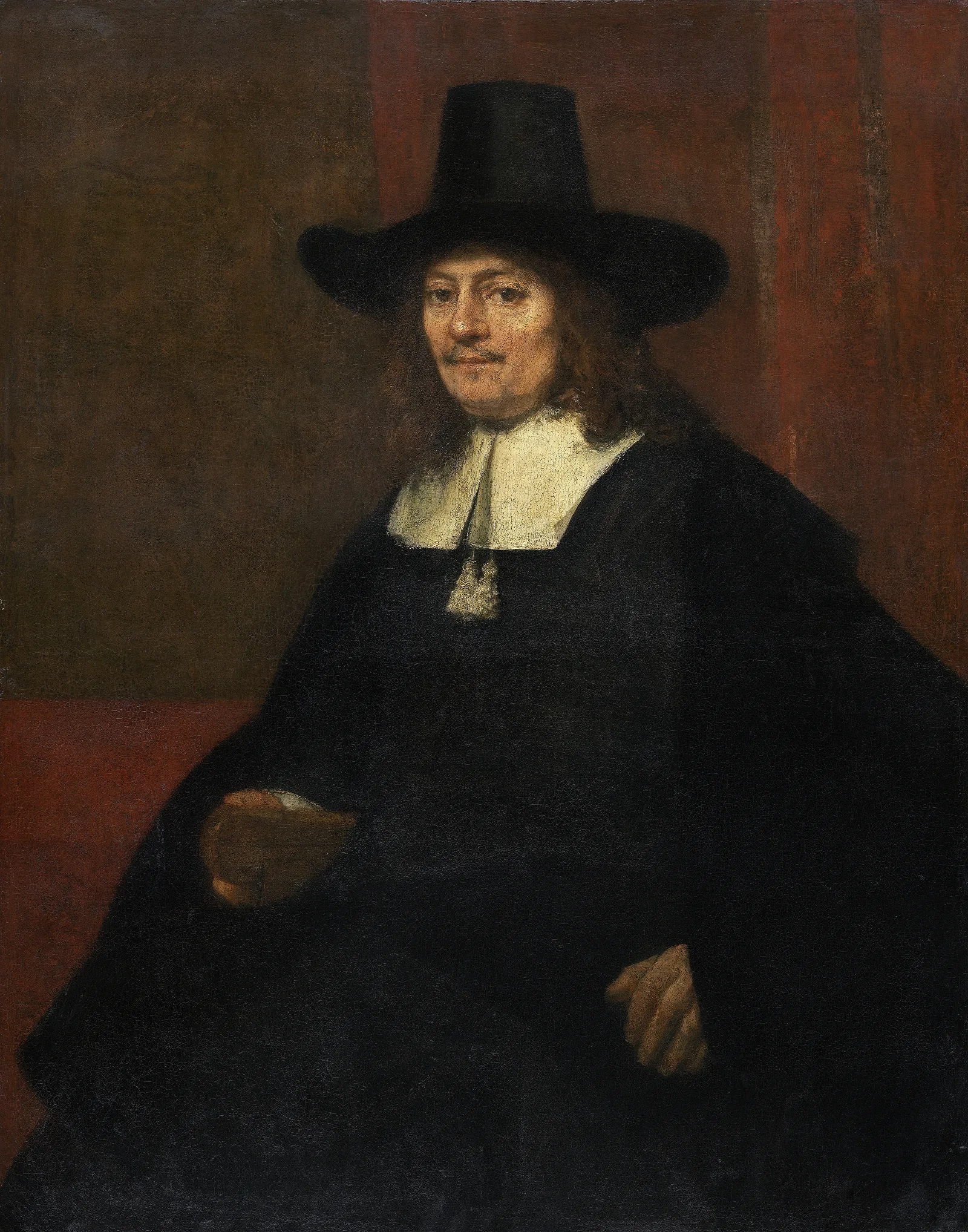 Portrait Of A Man In A Tall Hat Wall Art by Rembrandt van Rijn - Canvas Print
