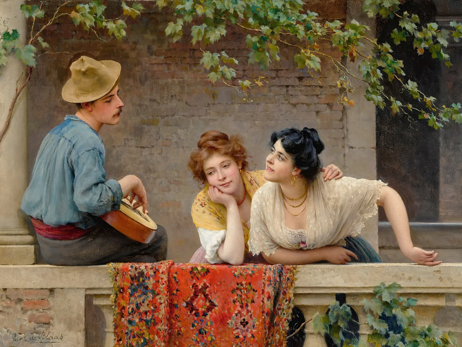 The Mandolinist Wall Art by Eugen von Blaas - Canvas Print
