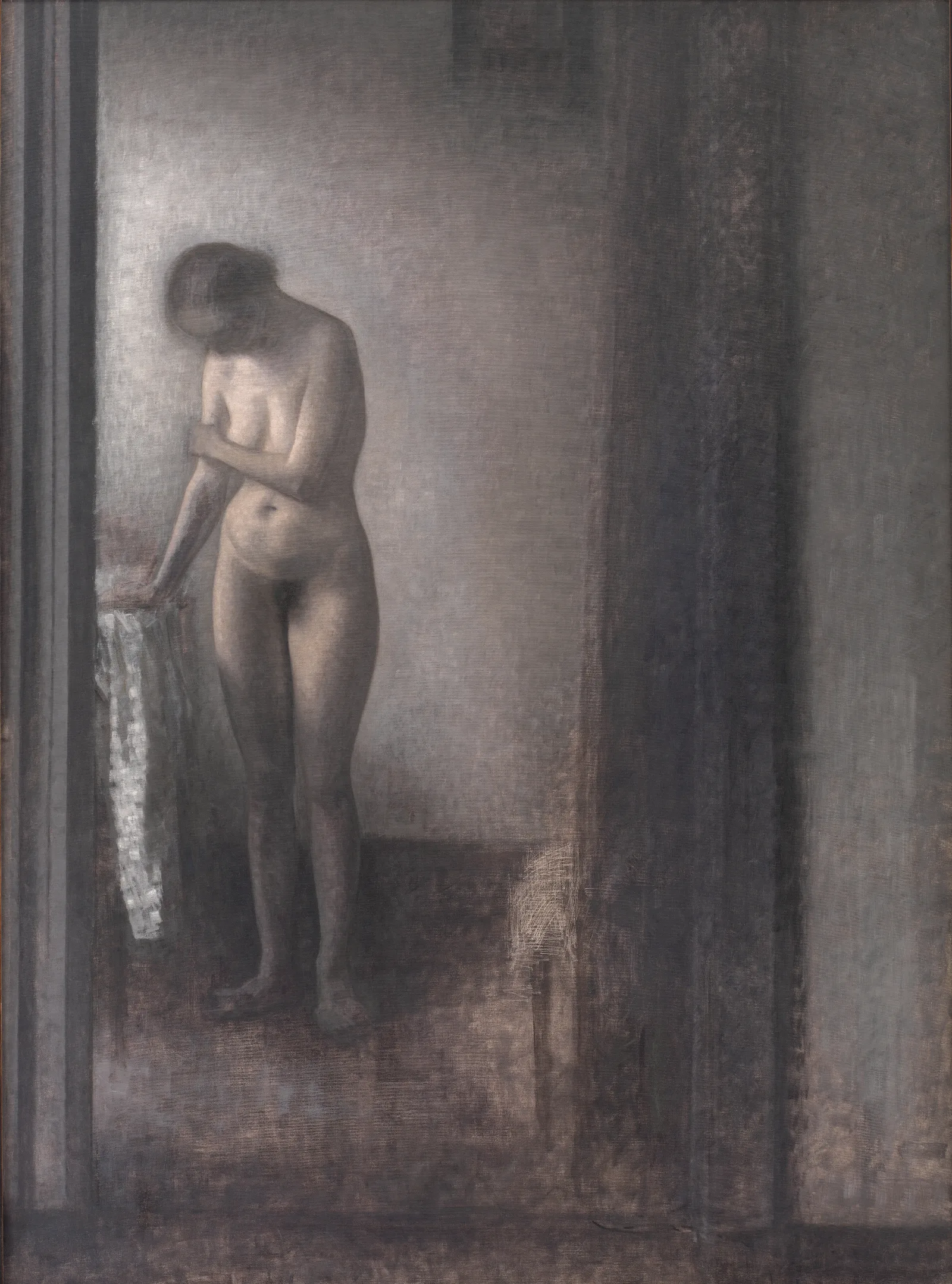 Standing Female Nude 5 Wall Art by Vilhelm Hammershøi - Canvas Print