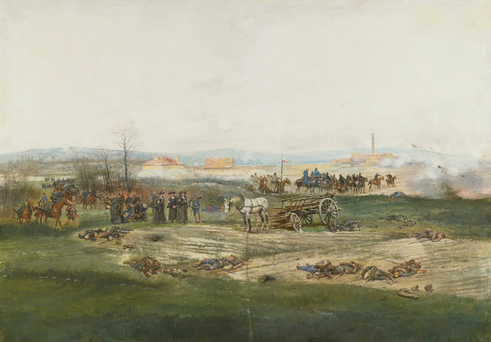La Battaille De Champigny Wall Art by Jean-Baptiste Édouard Detaille - Canvas Print