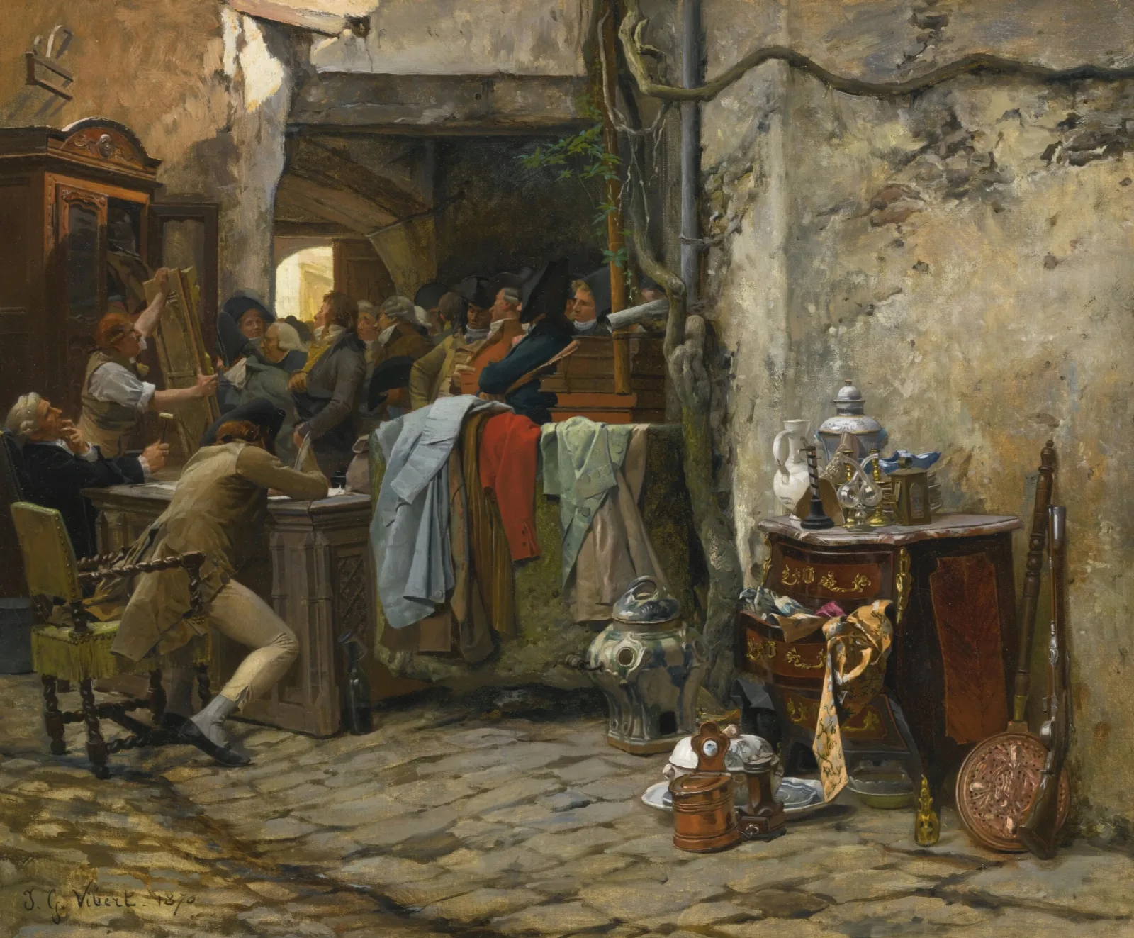 La Vente Mobiliere Wall Art by Jehan Georges Vibert - Canvas Print