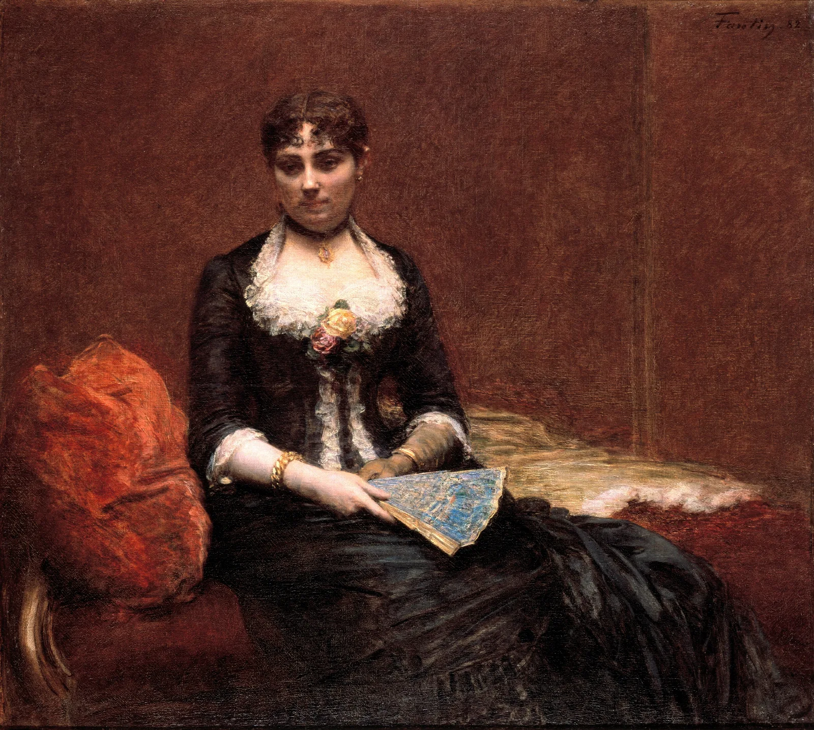 Portrait Of Madame Leon Maitre Portrait De Madame Leon Maitre Wall Art by Henri Fantin-Latour - Canvas Print
