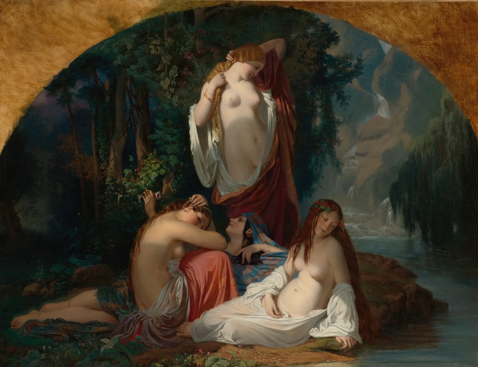 Les Baigneuses Les Filles De La Source Wall Art by Henri Lehmann - Canvas Print