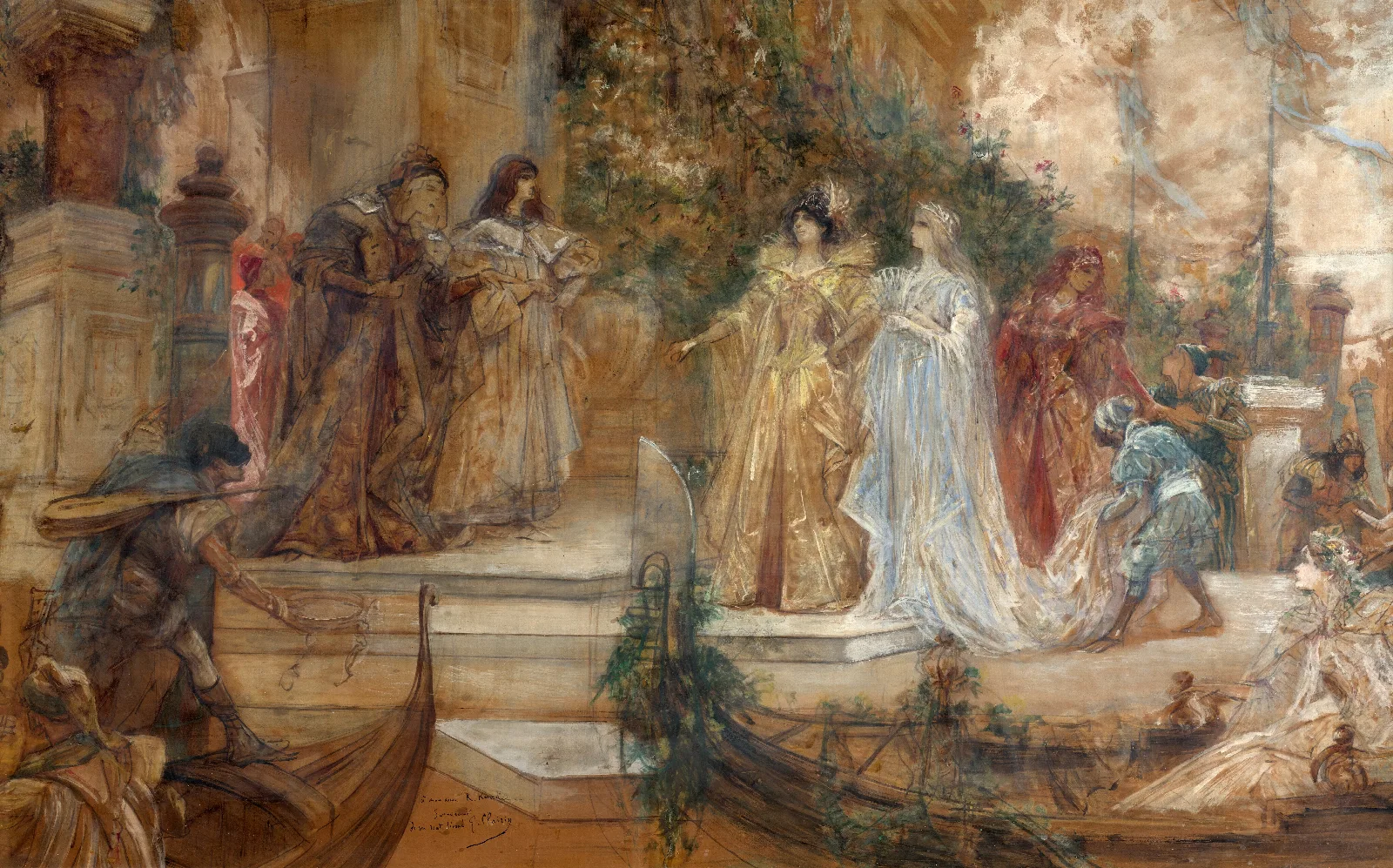 Sarah Bernhardt Dans Le Marchand De Venise Wall Art by Georges Jules Victor Clairin - Canvas Print