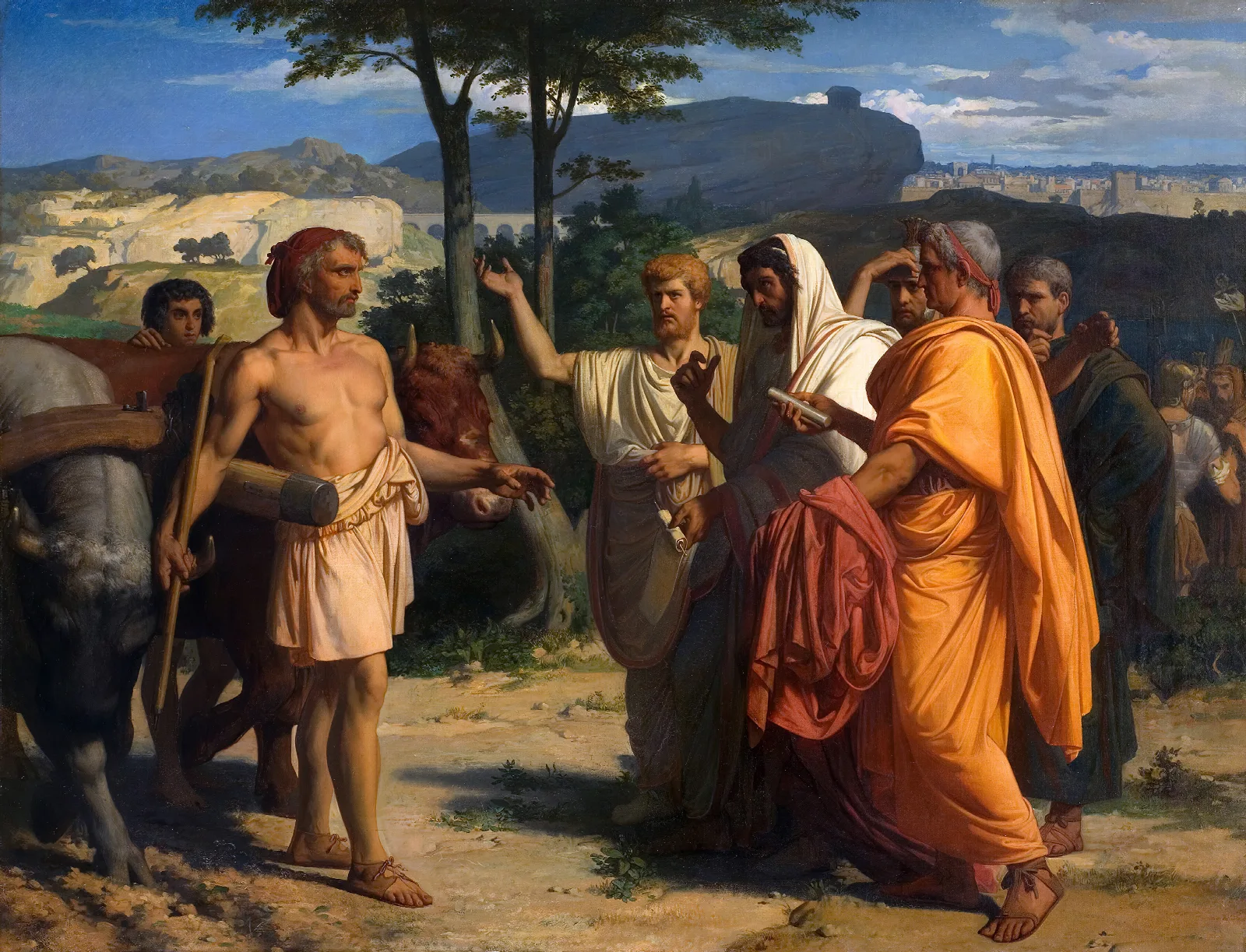 Cincinnatus Recevant Les Ambassadeurs De Rome Wall Art by Alexandre Cabanel - Canvas Print