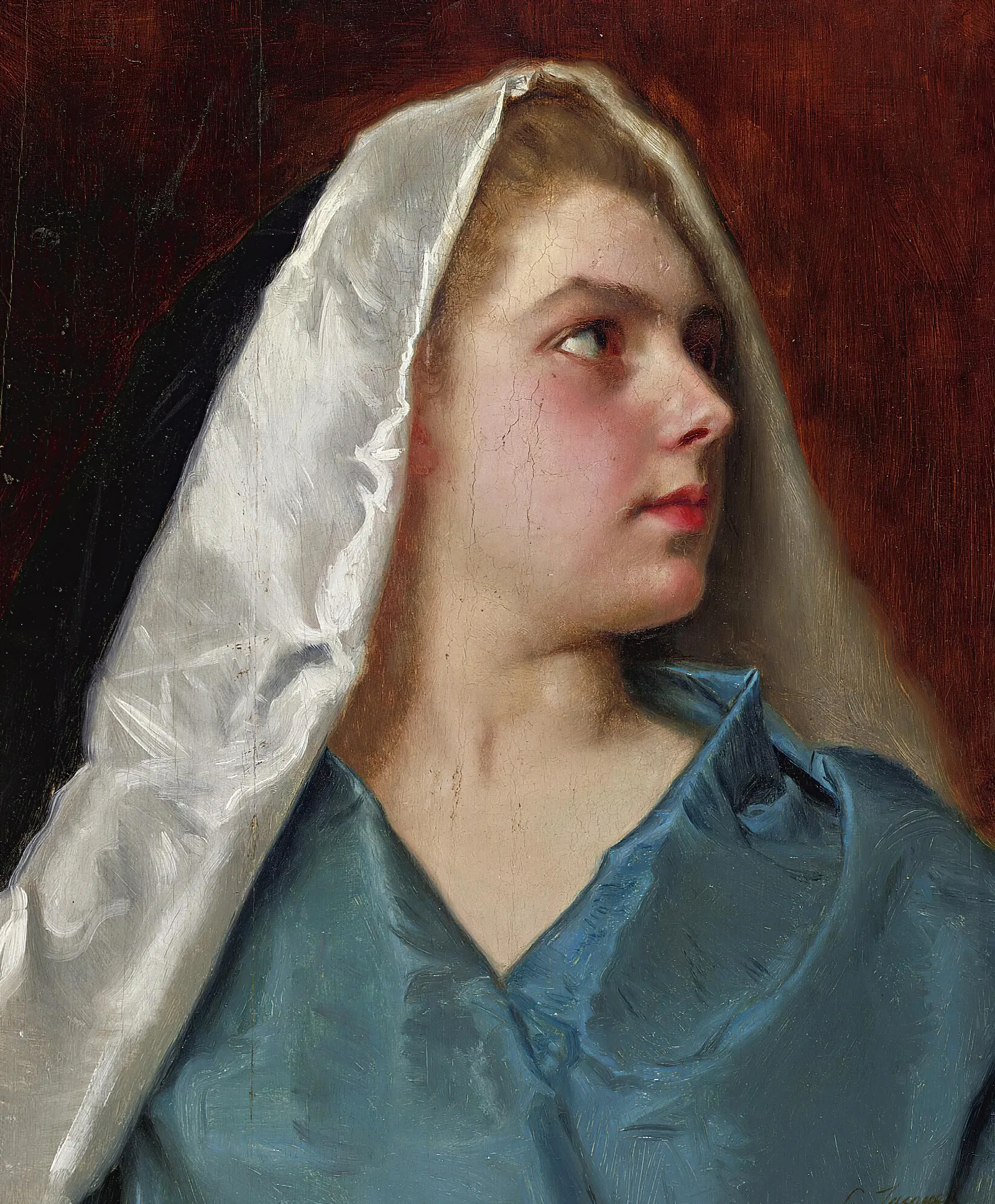 Woman With A Mantle Wall Art by Gustave Jean Jacquet - Canvas Print