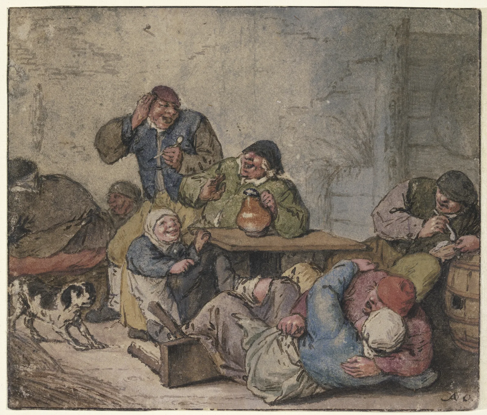 Ausgelassene Bauern Im Wirtshaus Wall Art by Adriaen van Ostade - Canvas Print
