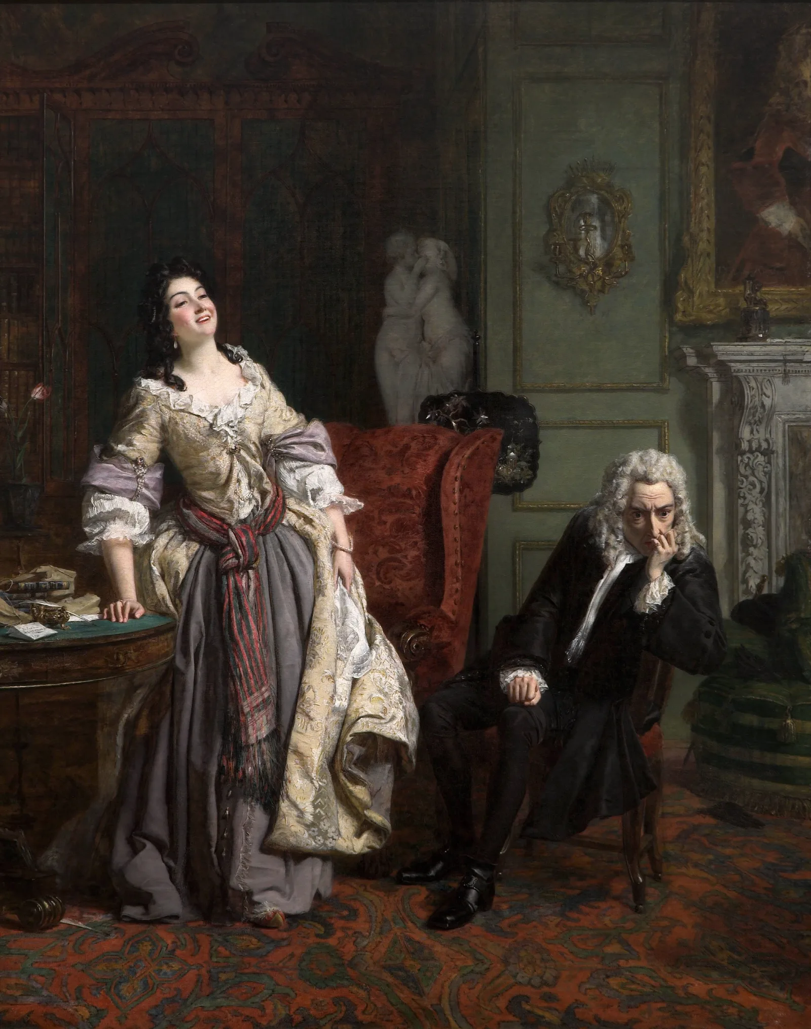 Pope Makes Love To Lady Mary Wortley Montagu Wall Art by William Powell Frith - Canvas Print