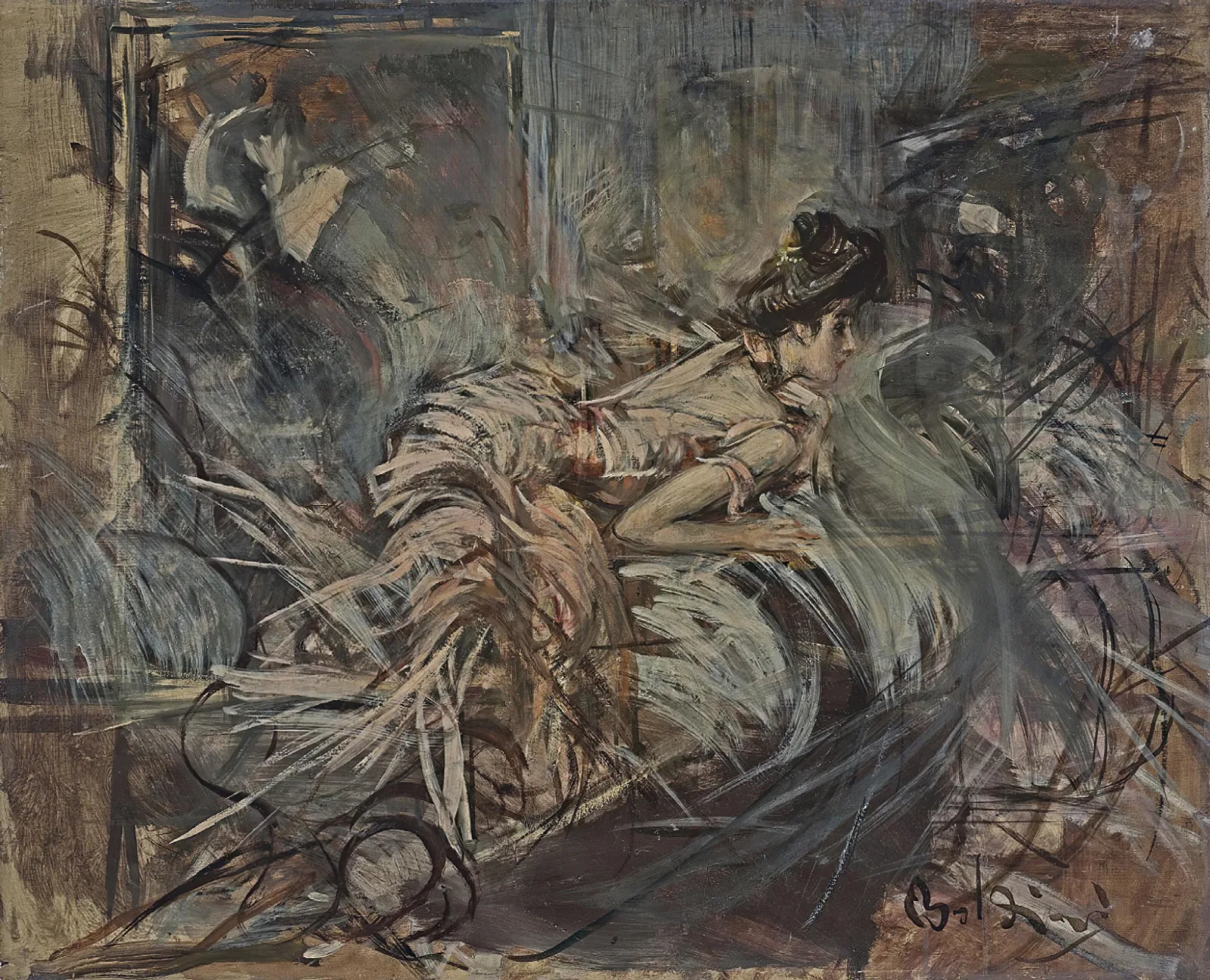 The Artists Model 3 Wall Art by Giovanni Boldini - Canvas Print