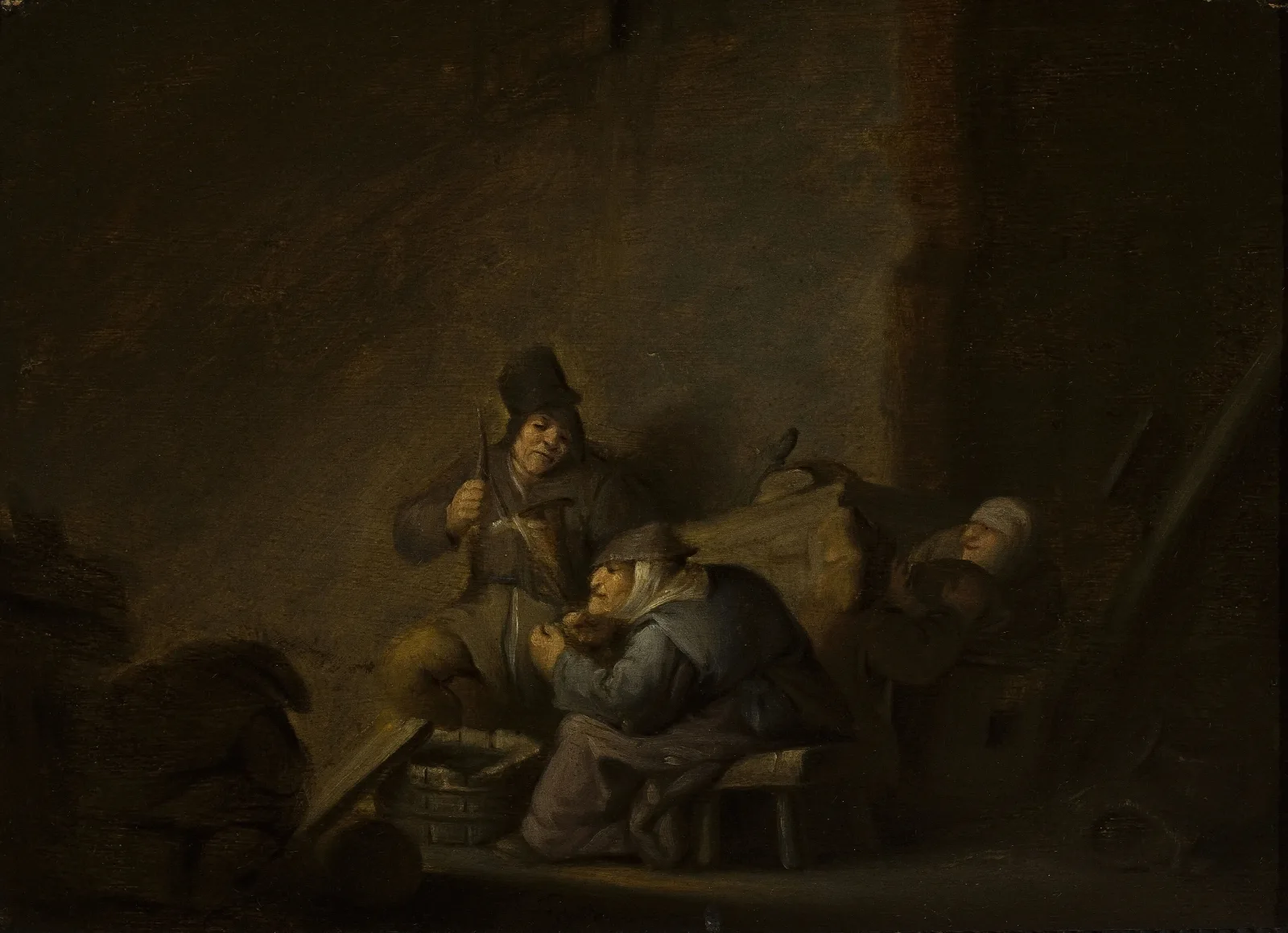 Genre Scene In An Interior Wall Art by Adriaen van Ostade - Canvas Print