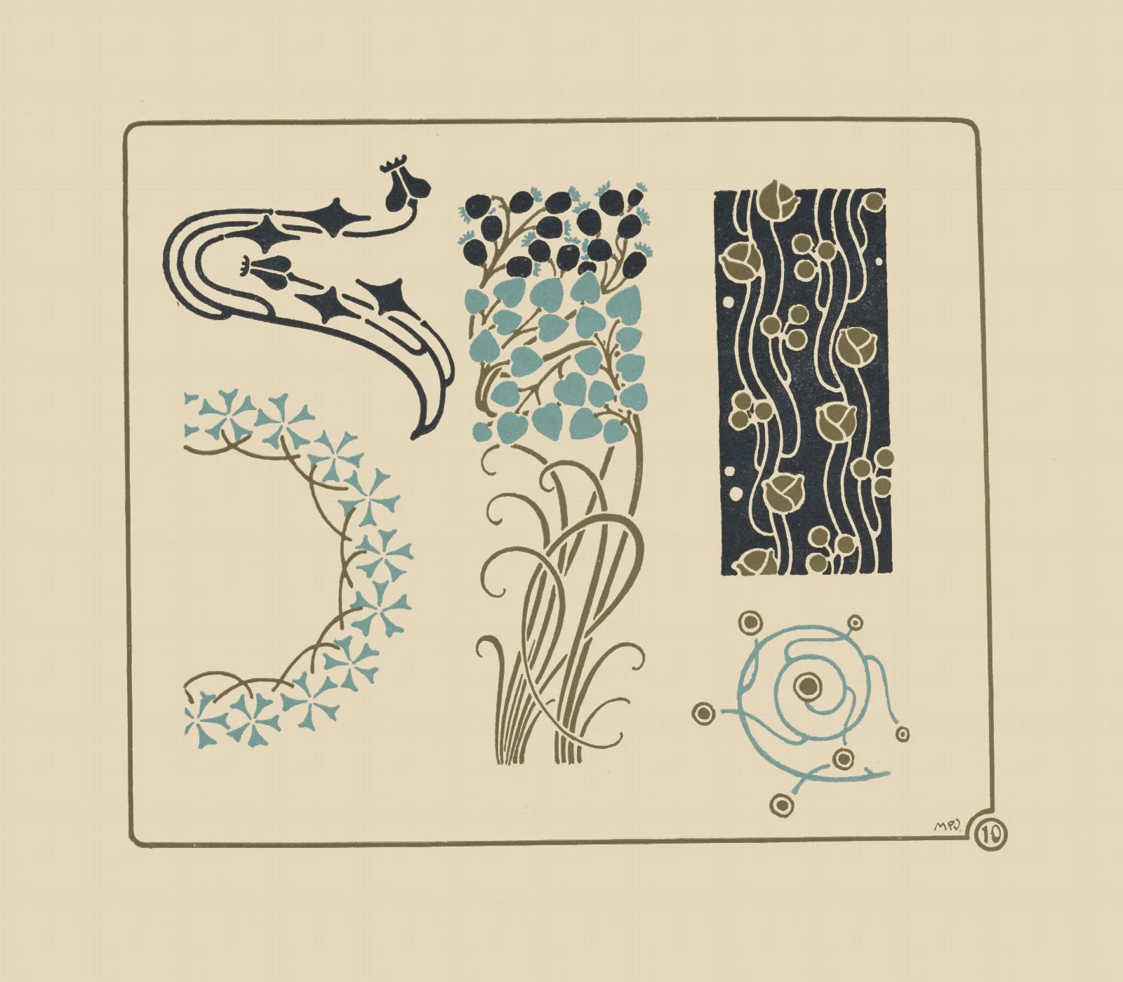 Abstract Design Based On Tiny Leaves On Stems Wall Art by Maurice Pillard Verneuil - Canvas Print