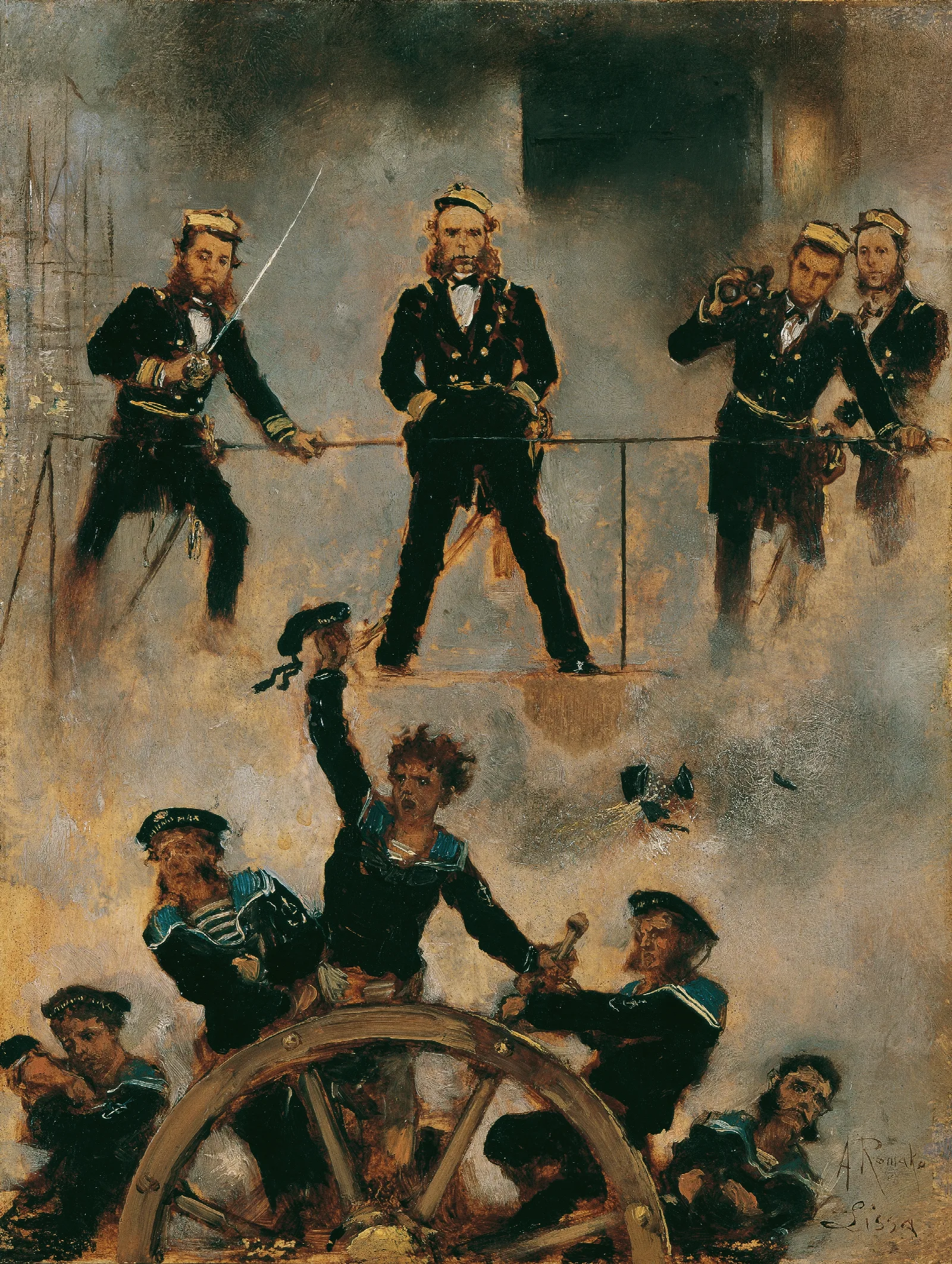 Tegetthoff In Der Seeschlacht Bei Lissa Ii Wall Art by Anton Romako - Canvas Print