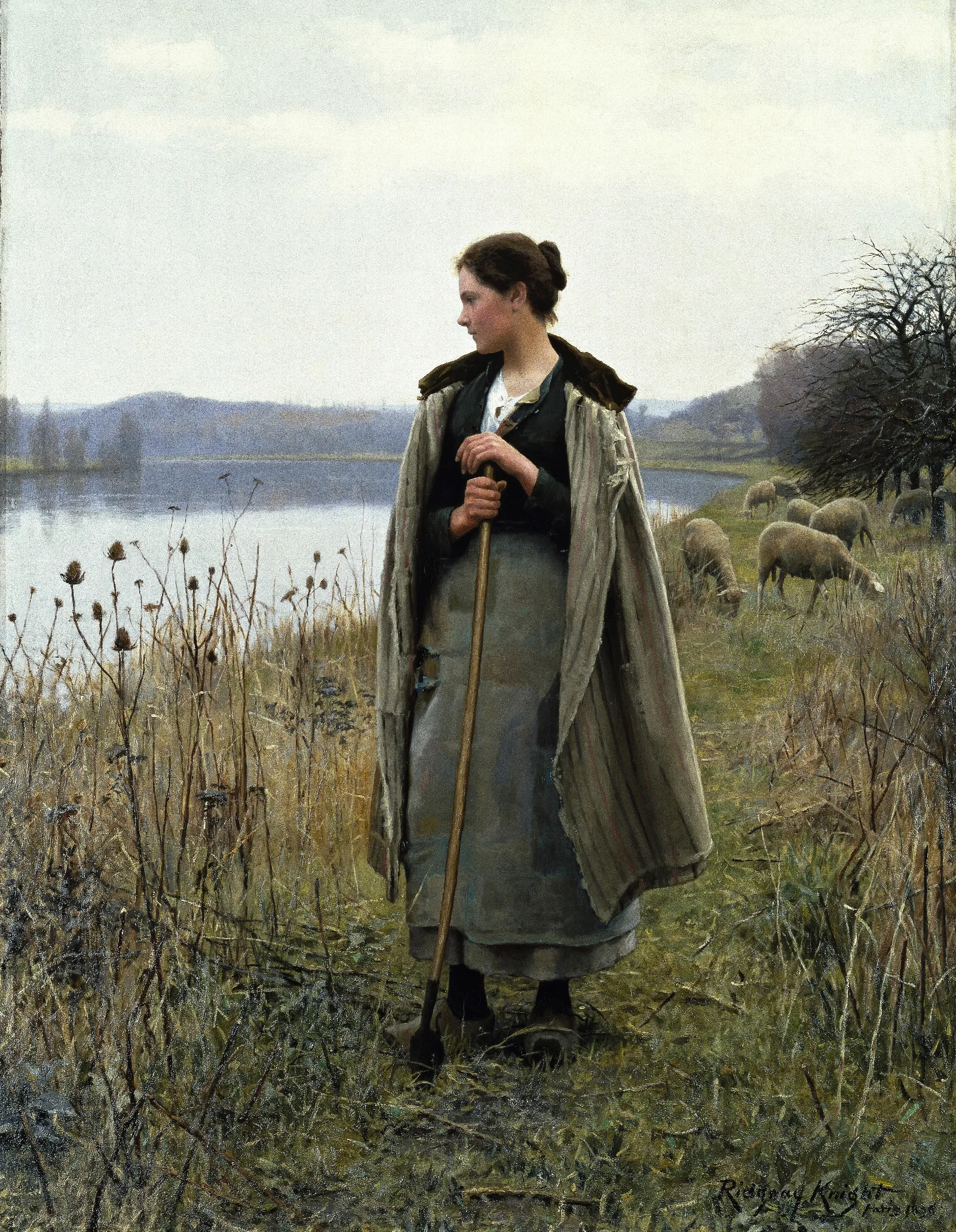 The Shepherdess Of Rolleboise Wall Art by Daniel Ridgway Knight - Canvas Print