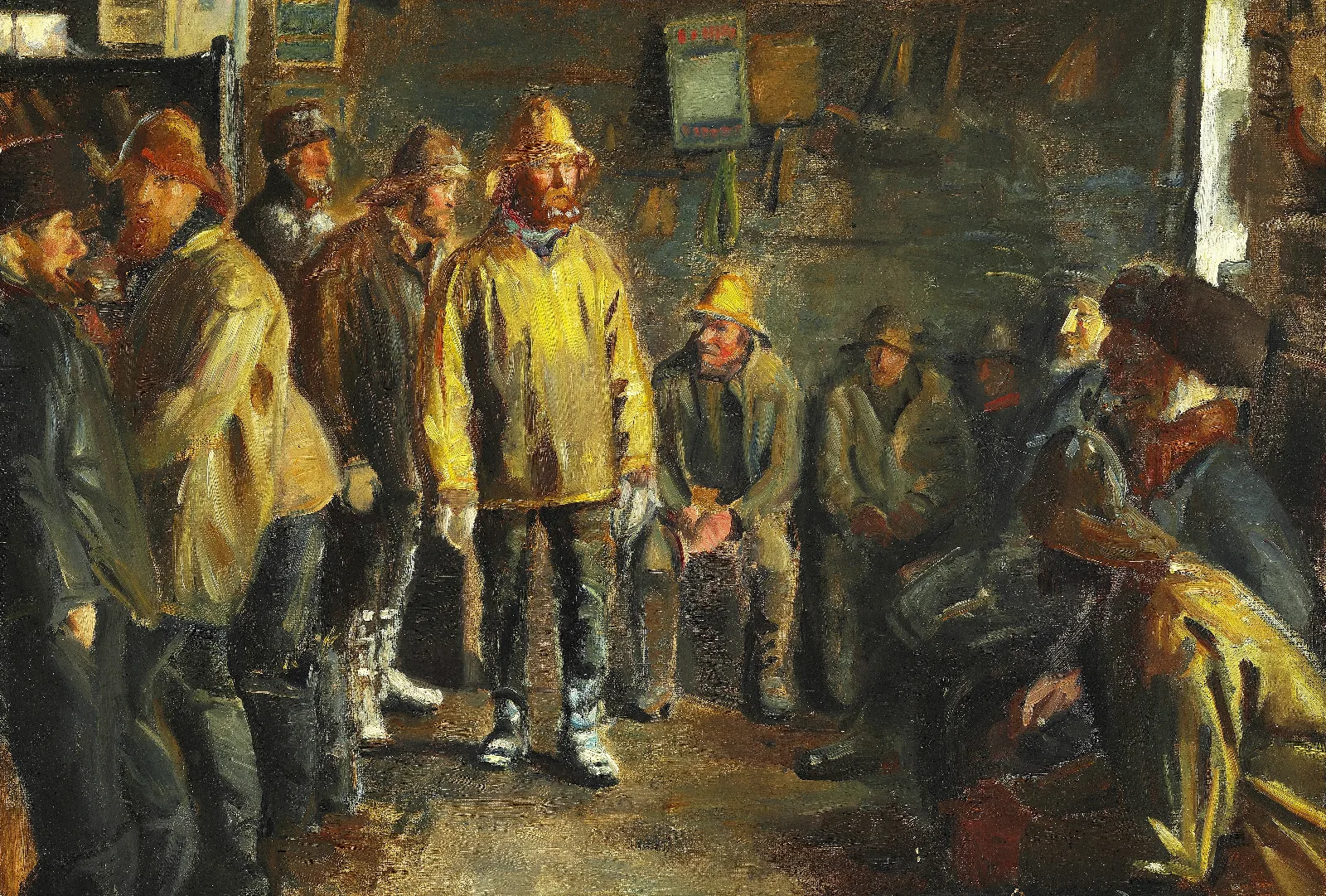 I Kobmandens Bod En Vinterdag Nar Der Ikke Fiskes Wall Art by Michael Ancher - Canvas Print