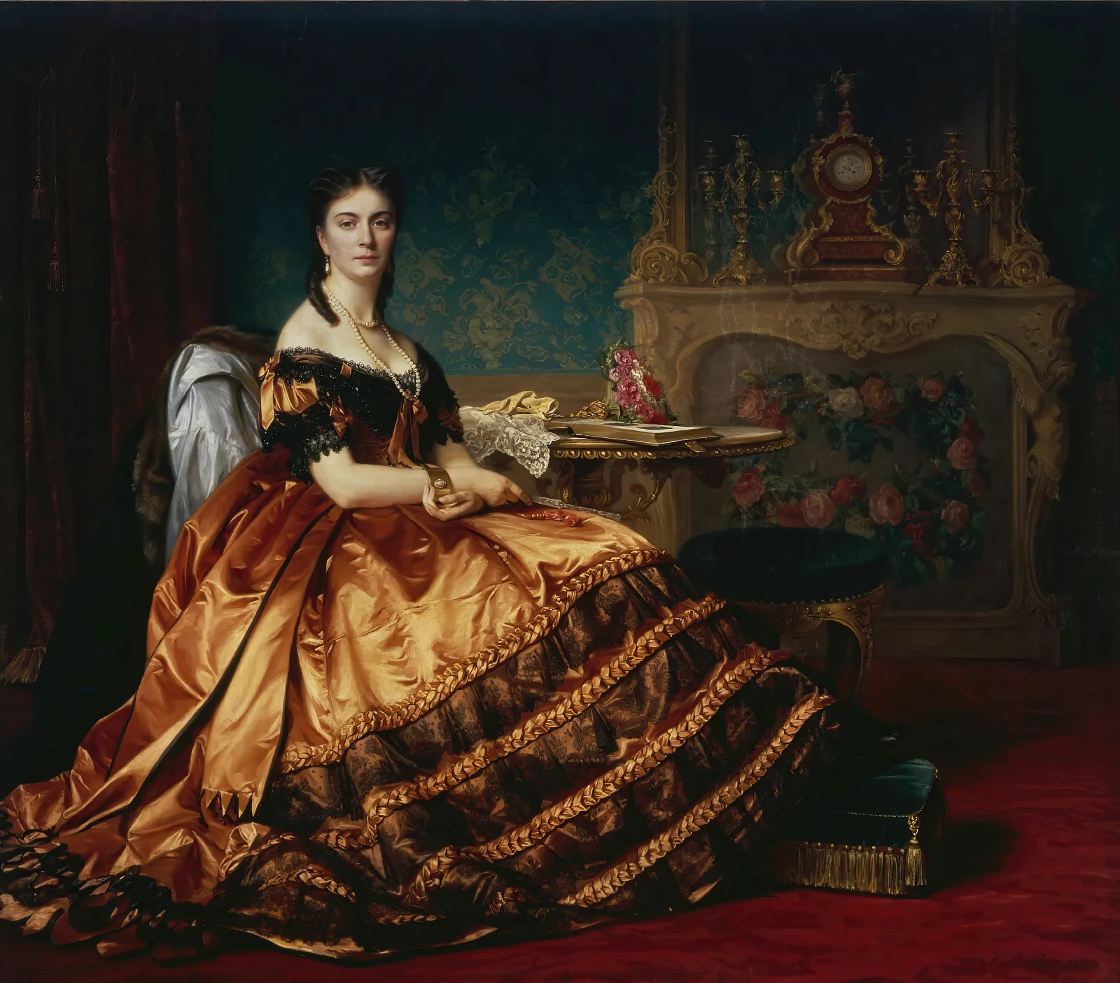 Portrait Of Emilia Wlodkowska Wall Art by Józef Simmler - Canvas Print