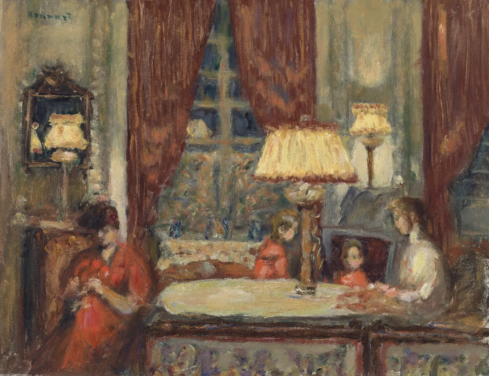 Evening Under The Lamps La Soiree Sous Les Lampes Wall Art by Pierre Bonnard - Canvas Print