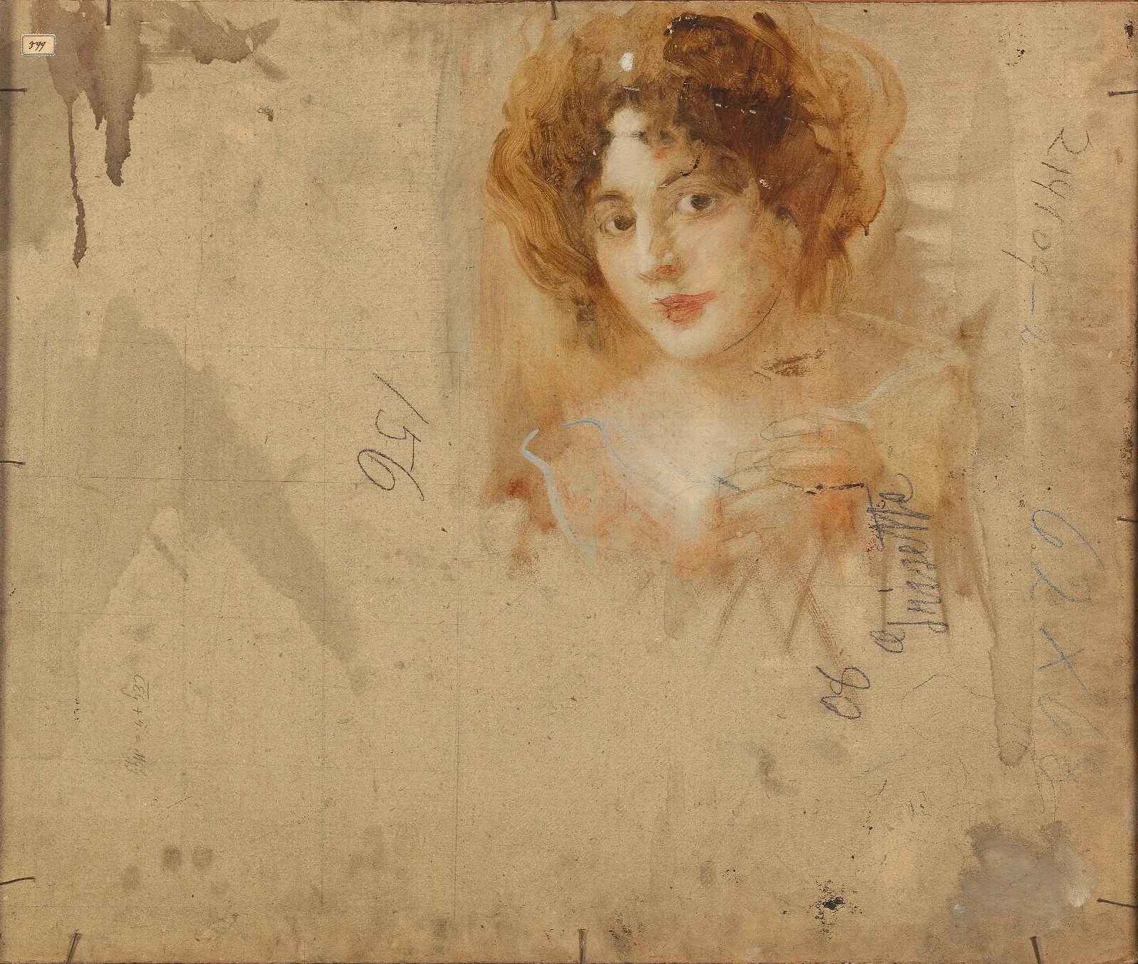 Dame Mit Hut In Gelbem Kleid 2 Wall Art by Eduard Veith - Canvas Print