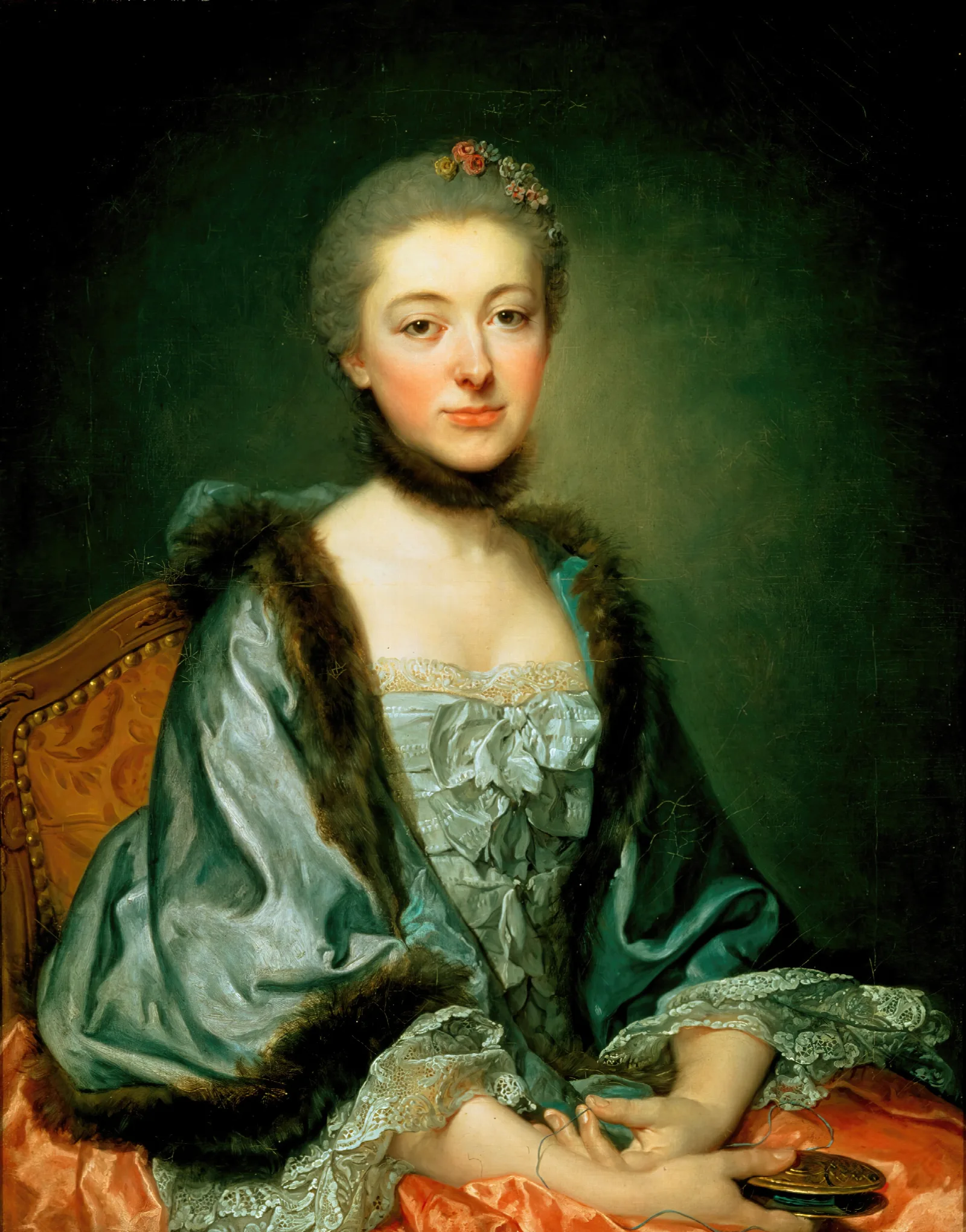 Portrait Of Marie Angelique Verany De Varennes Mme Georges Gougenot De Croissy Wall Art by Jean-Baptiste Greuze - Canvas Print
