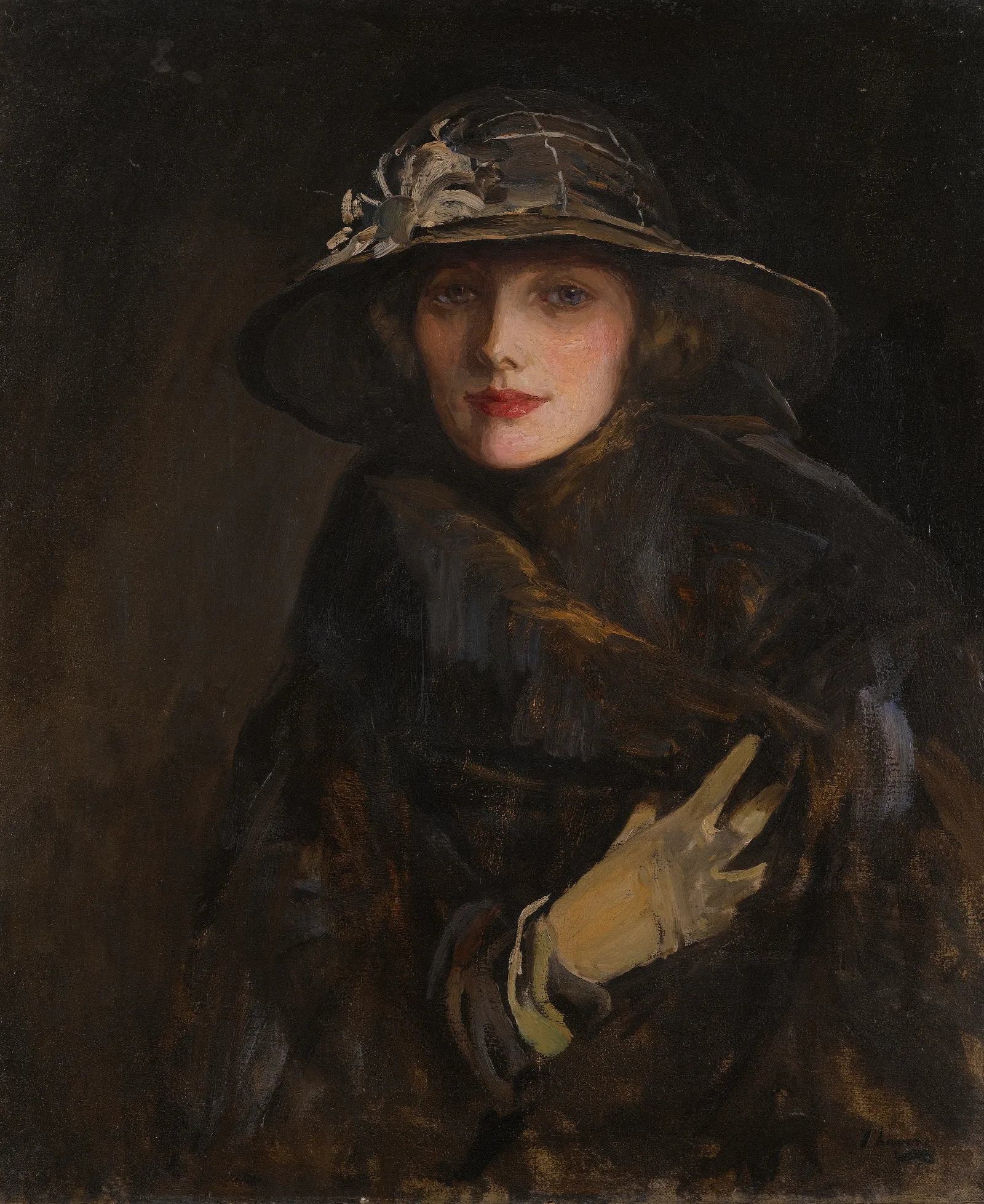 A Lady In Brown Wall Art by Sir John Lavery - Canvas Print