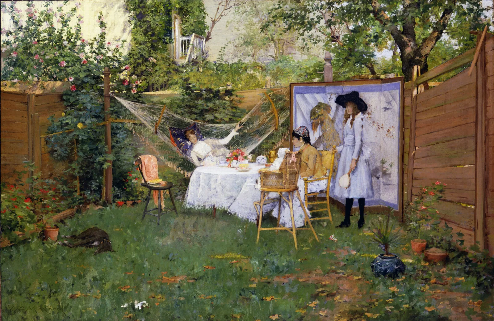Open Air Breakfast Wall Art by William Merritt Chase - Canvas Print