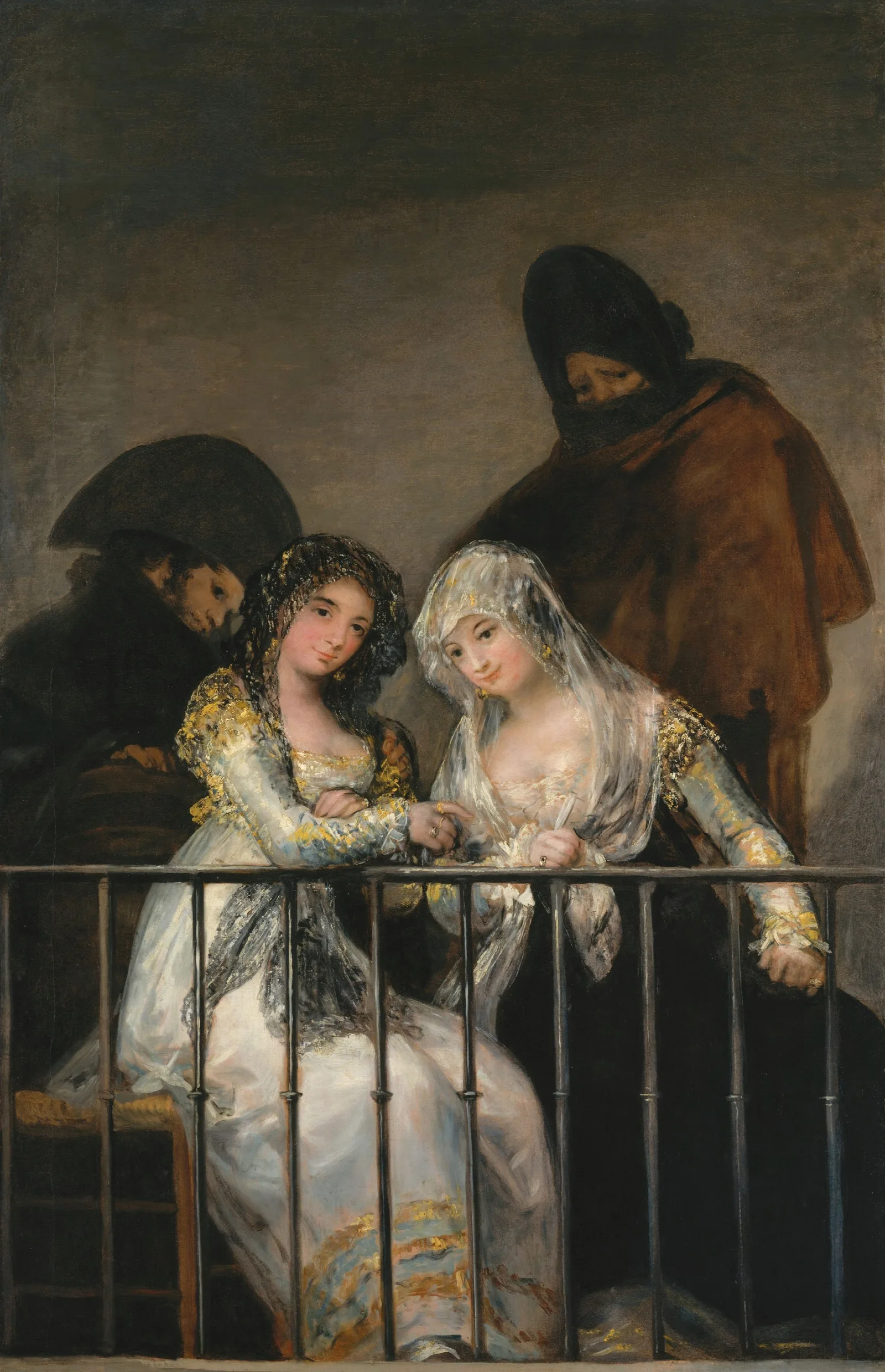 Majas On A Balcony Wall Art by Francisco de Goya - Canvas Print
