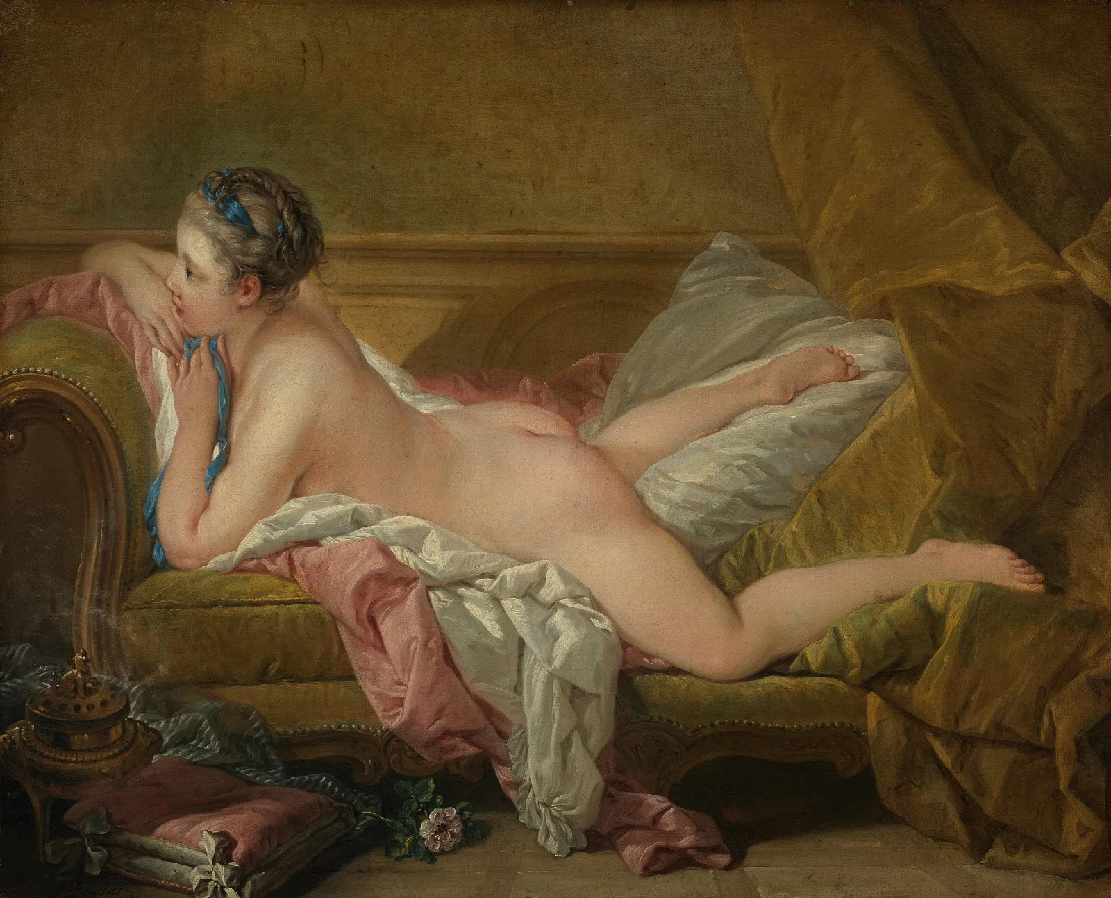Ruhendes Madchen Wall Art by François Boucher - Canvas Print