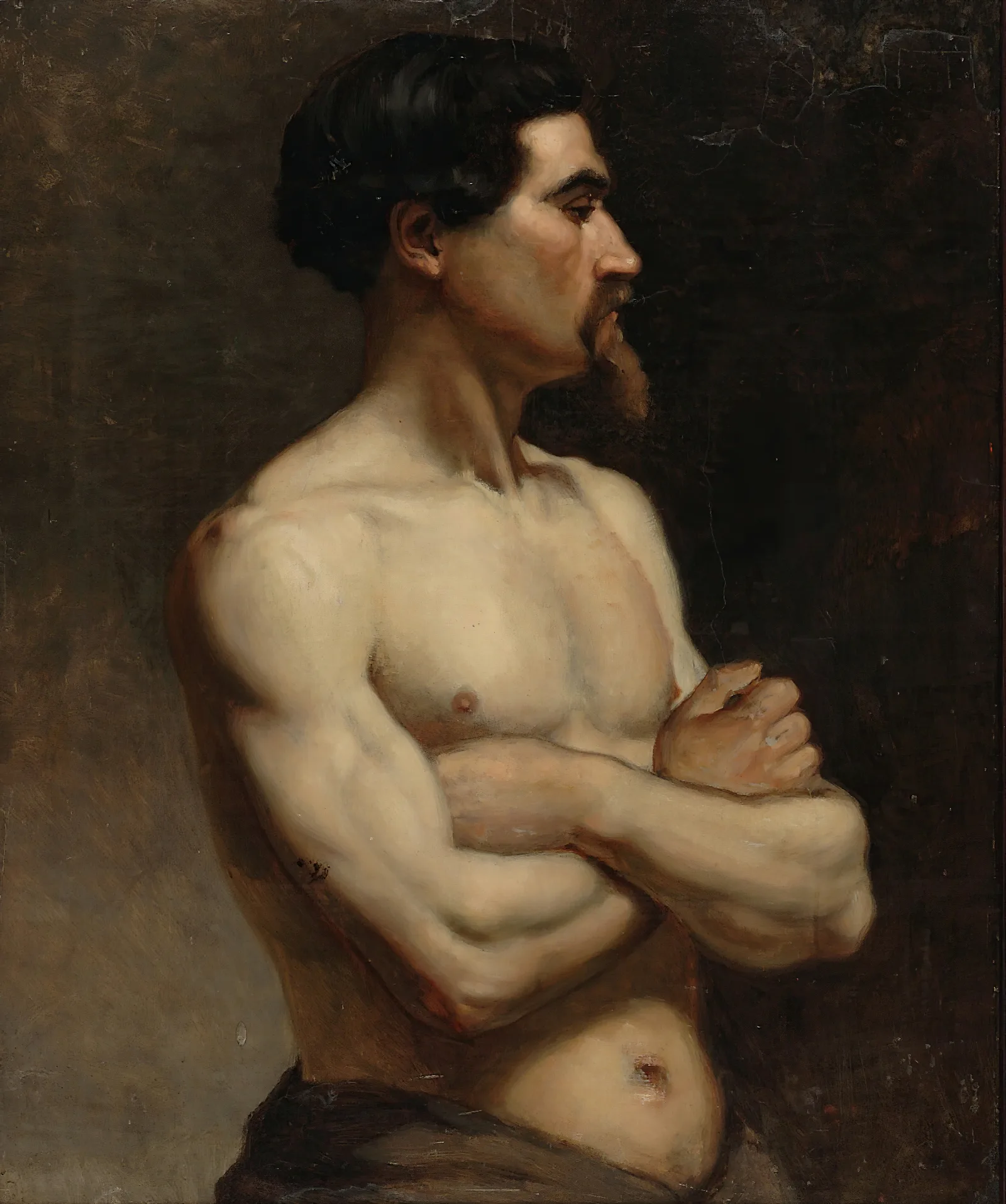 Male Model Academy Study 2 Wall Art by Albert Edelfelt - Canvas Print