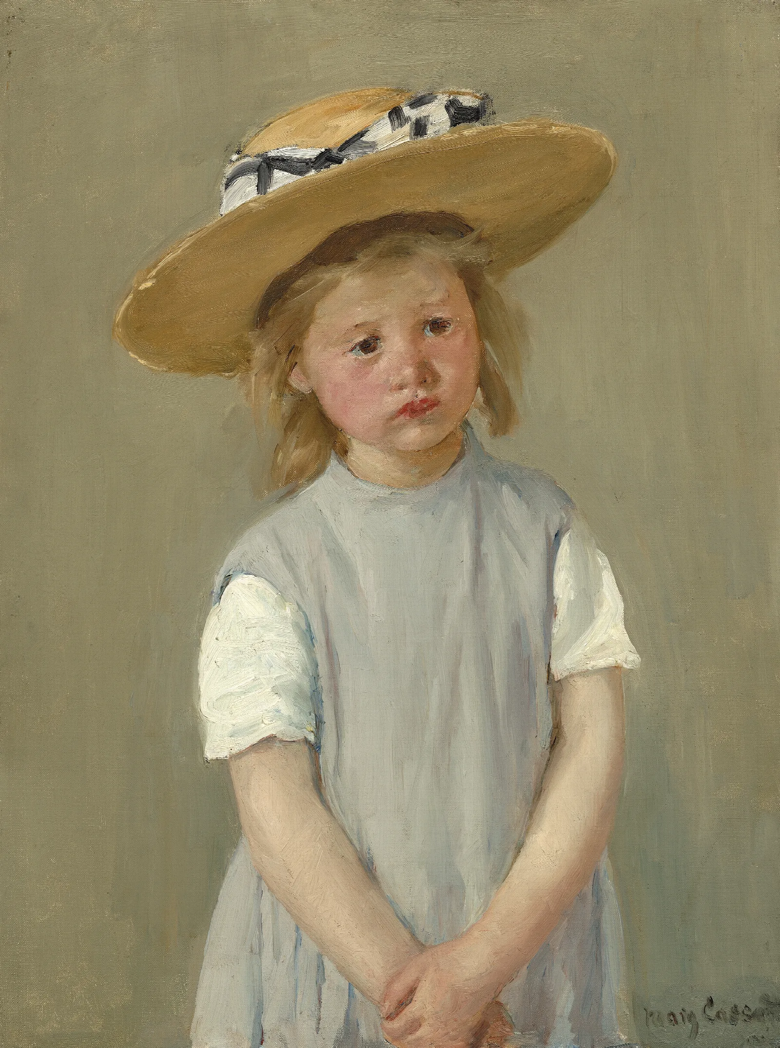 Child In A Straw Hat Wall Art by Mary Cassatt - Canvas Print