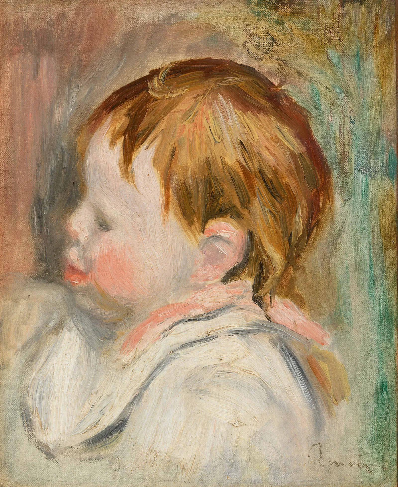 Babys Head Tete Denfant Profil A Gauche Wall Art by Pierre-Auguste Renoir - Canvas Print
