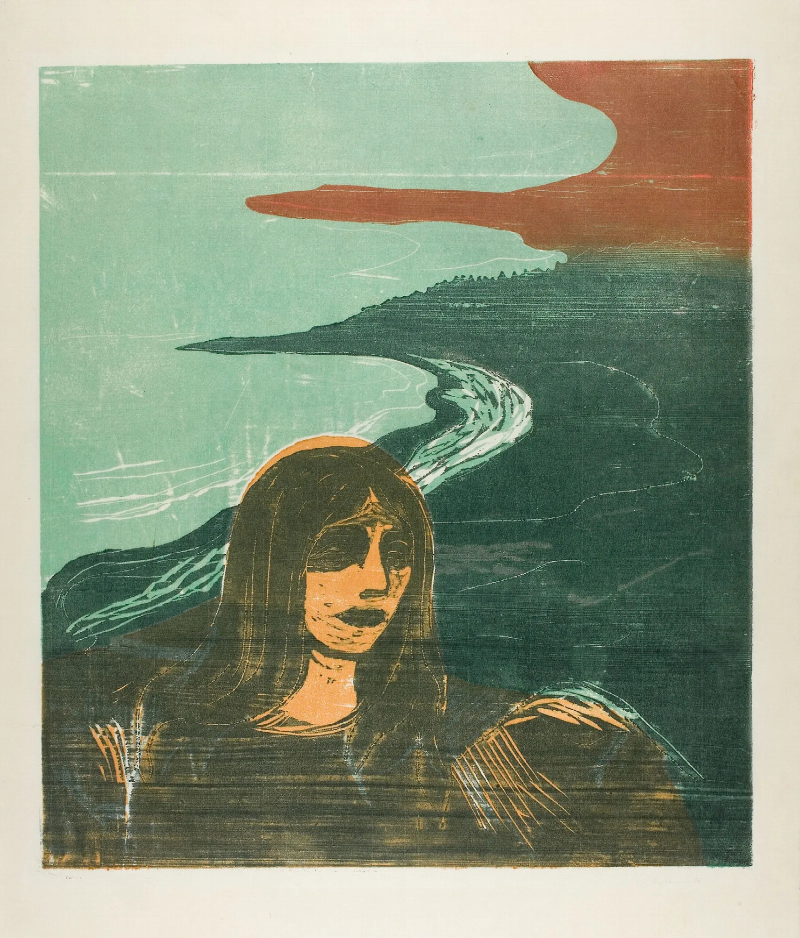 Womans Head Against The Shore Wall Art by Edvard Munch - Canvas Print