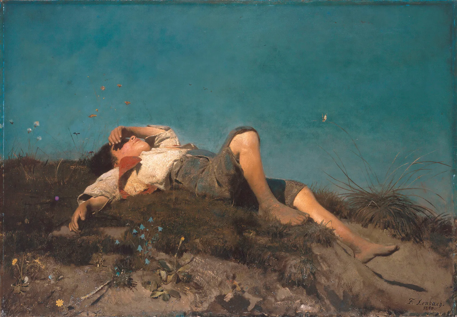 A Shepherd Boy Wall Art by Franz von Lenbach - Canvas Print