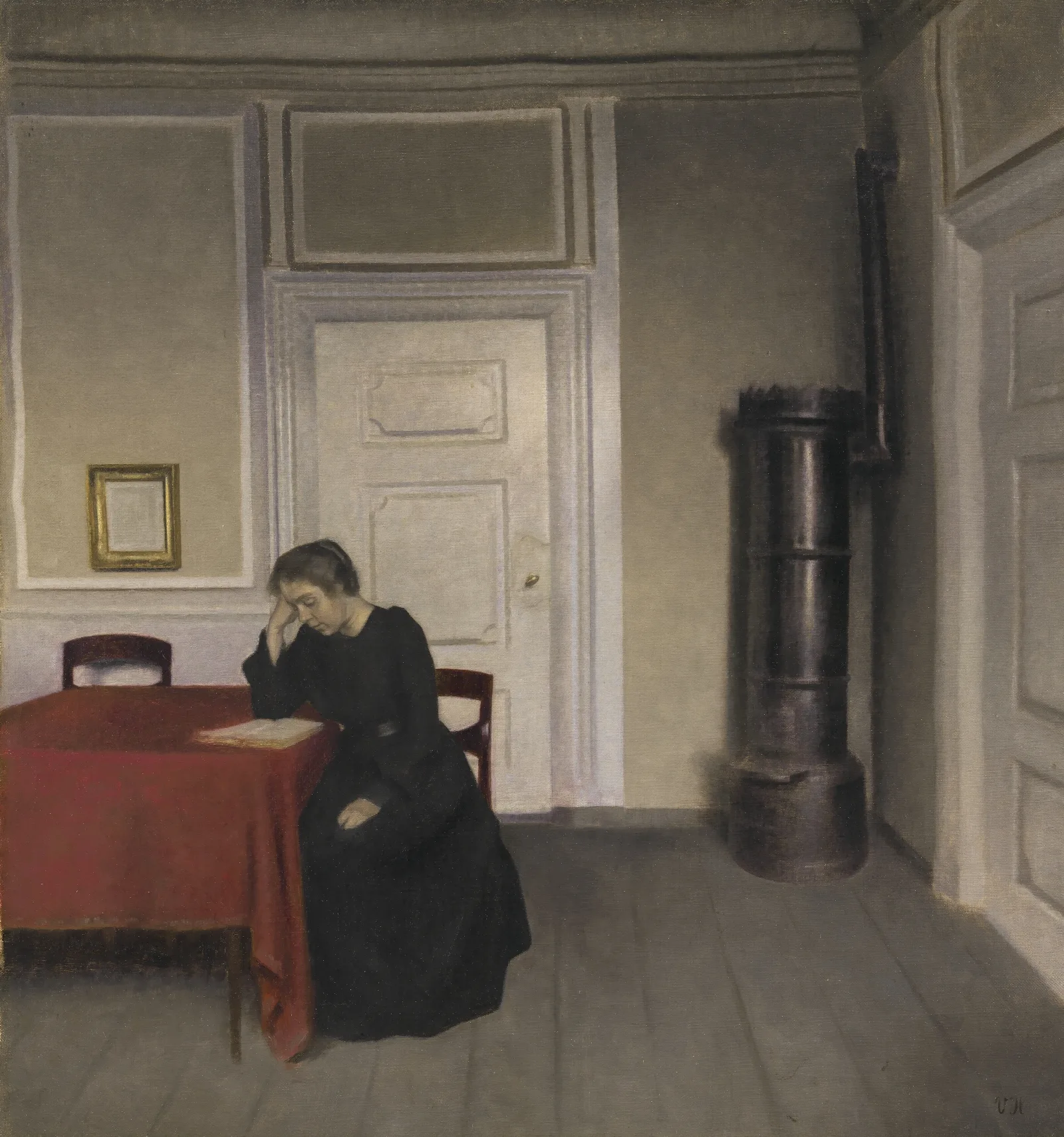 A Room In The Artists Home In Strandgade Copenhagen With The Artists Wife 2 Wall Art by Vilhelm Hammershøi - Canvas Print