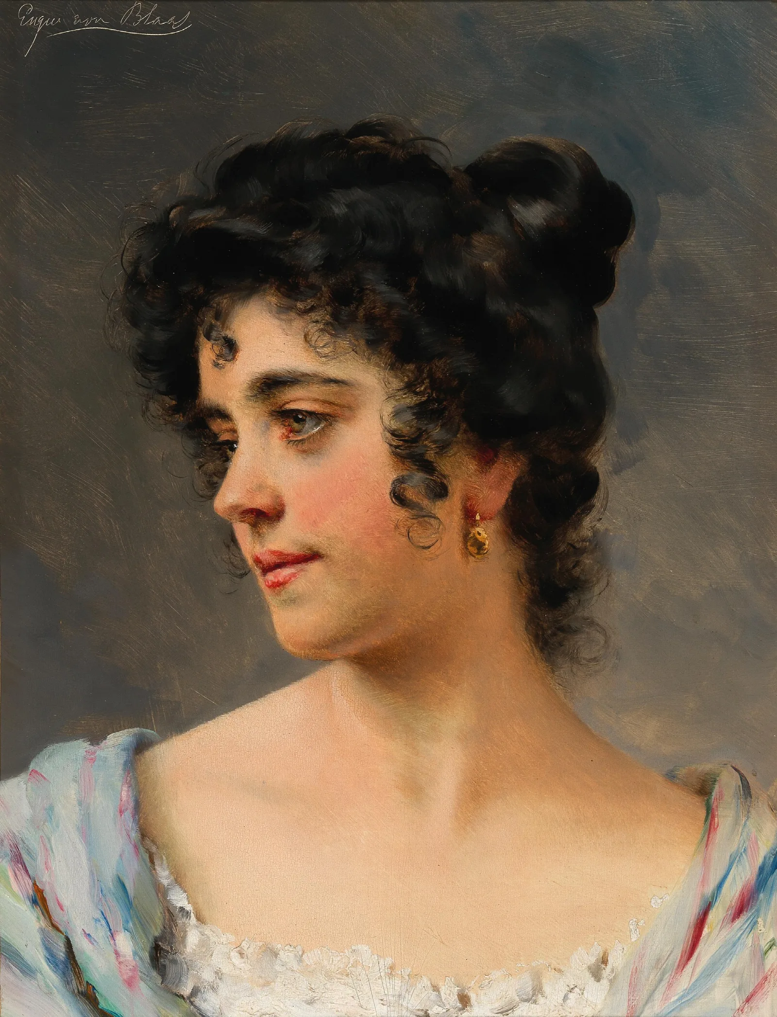 A Beautiful Venitian Woman Wall Art by Eugen von Blaas - Canvas Print
